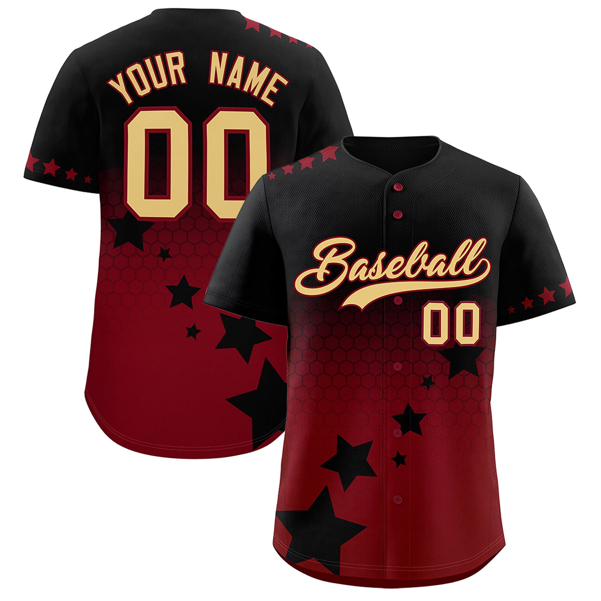 Custom Black Crimson Khaki Rising Stars Series Gradient Fashion Baseball Jersey| KXKSHOP