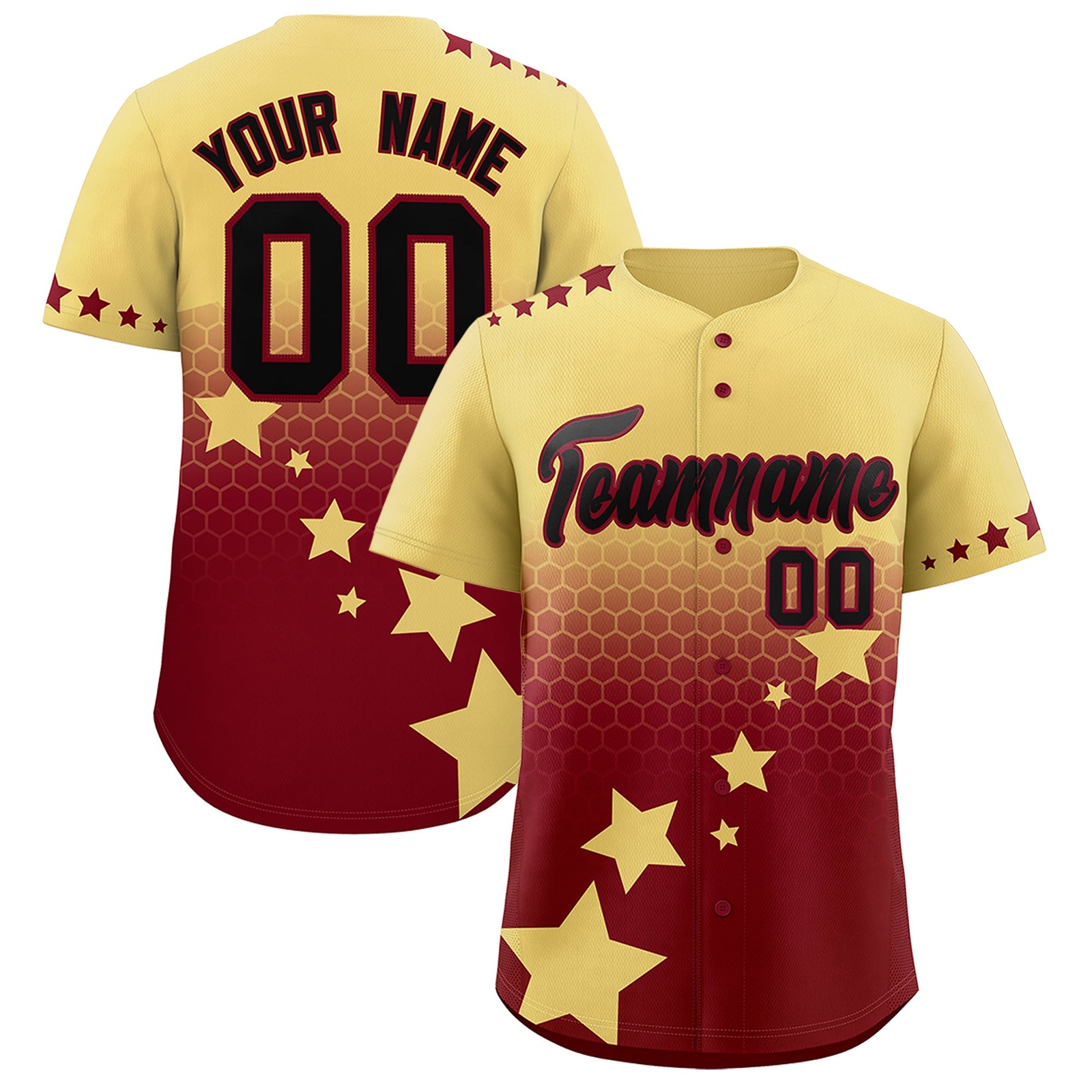 Custom Khaki Crimson Black Rising Stars Series Gradient Fashion Baseball Jersey| KXKSHOP