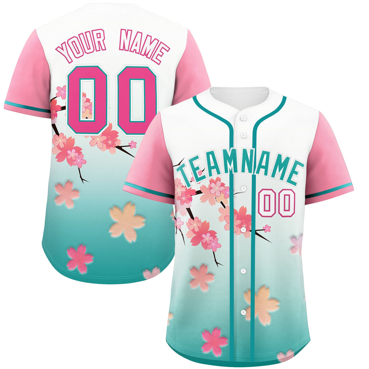 Custom Aqua Pink Gradient Fashion Elastic Baseball Jersey| KXKSHOP