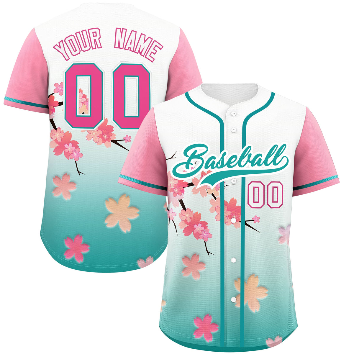 Custom Aqua Pink Gradient Fashion Elastic Baseball Jersey| KXKSHOP