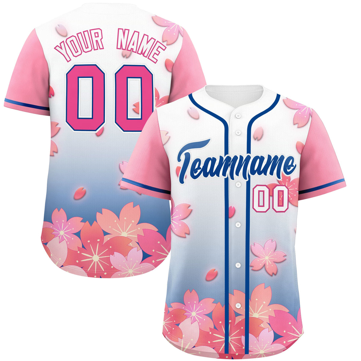 Custom Midnight Blue Pink Gradient Fashion Elastic Baseball Jersey| KXKSHOP