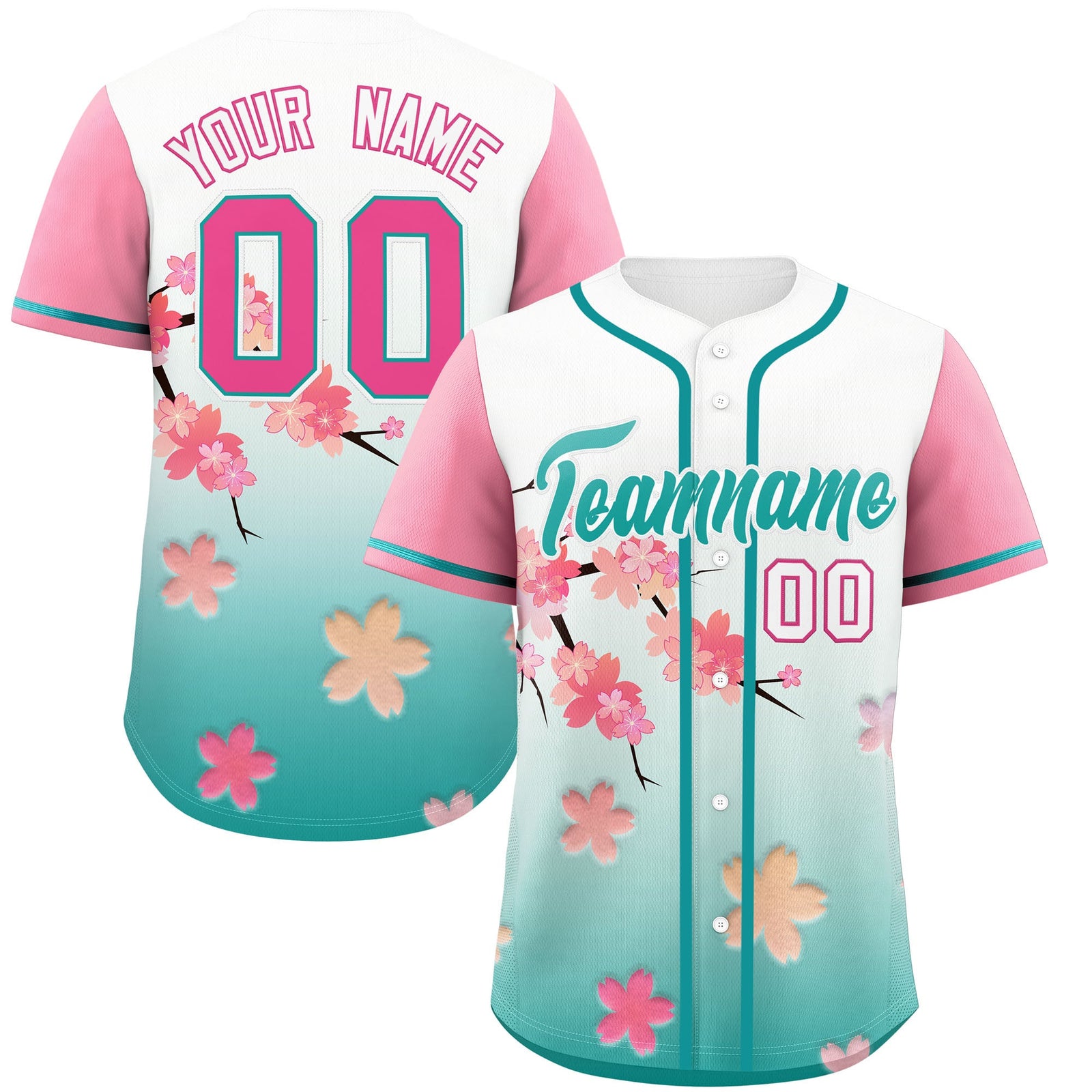 Custom Aqua Pink Gradient Fashion Elastic Baseball Jersey| KXKSHOP