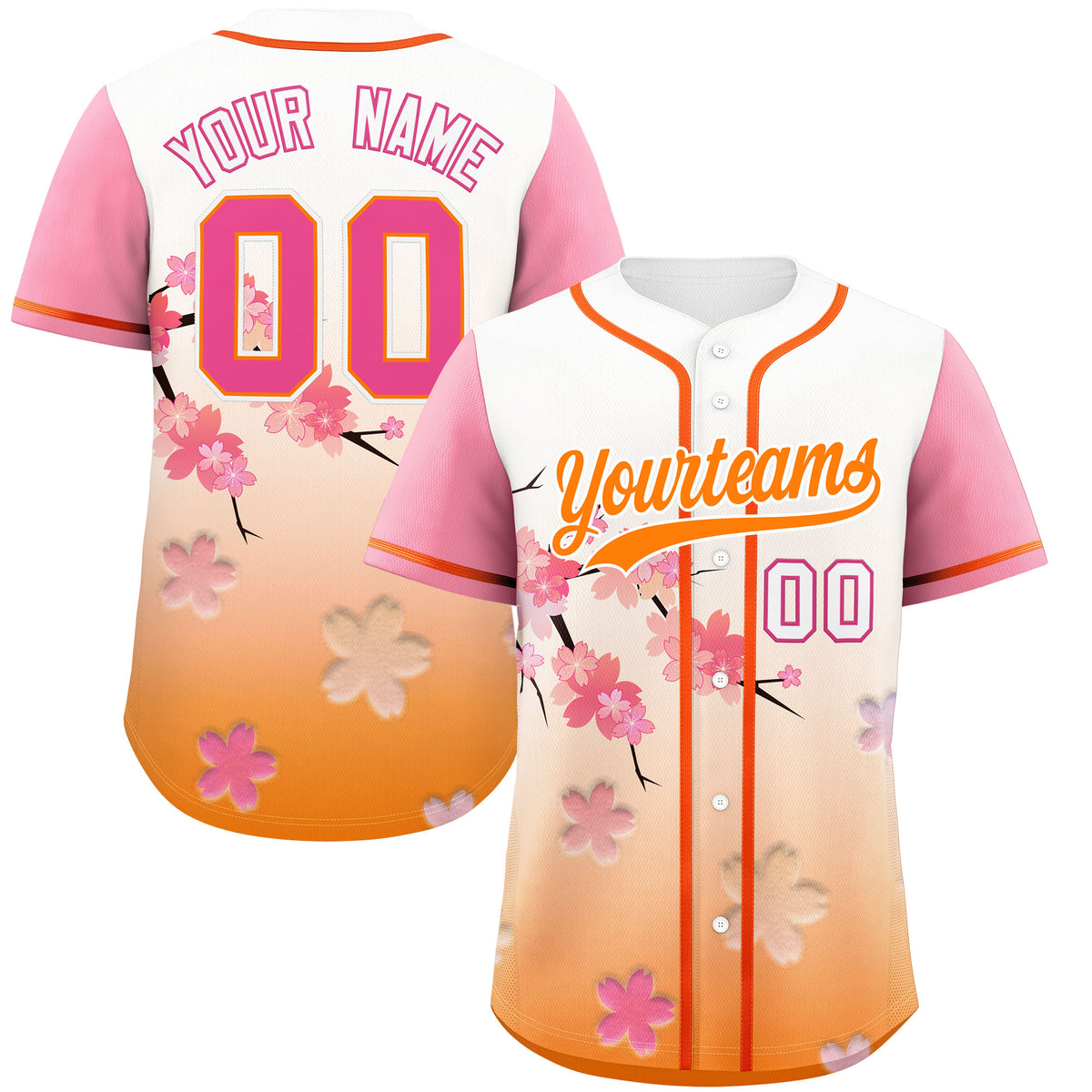 Custom Gold Orange Pink Gradient Fashion Elastic Baseball Jersey| KXKSHOP