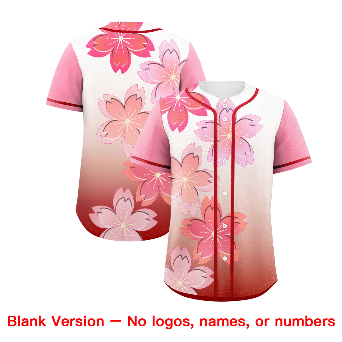 Custom Red Pink Gradient Fashion Elastic Baseball Jersey| KXKSHOP