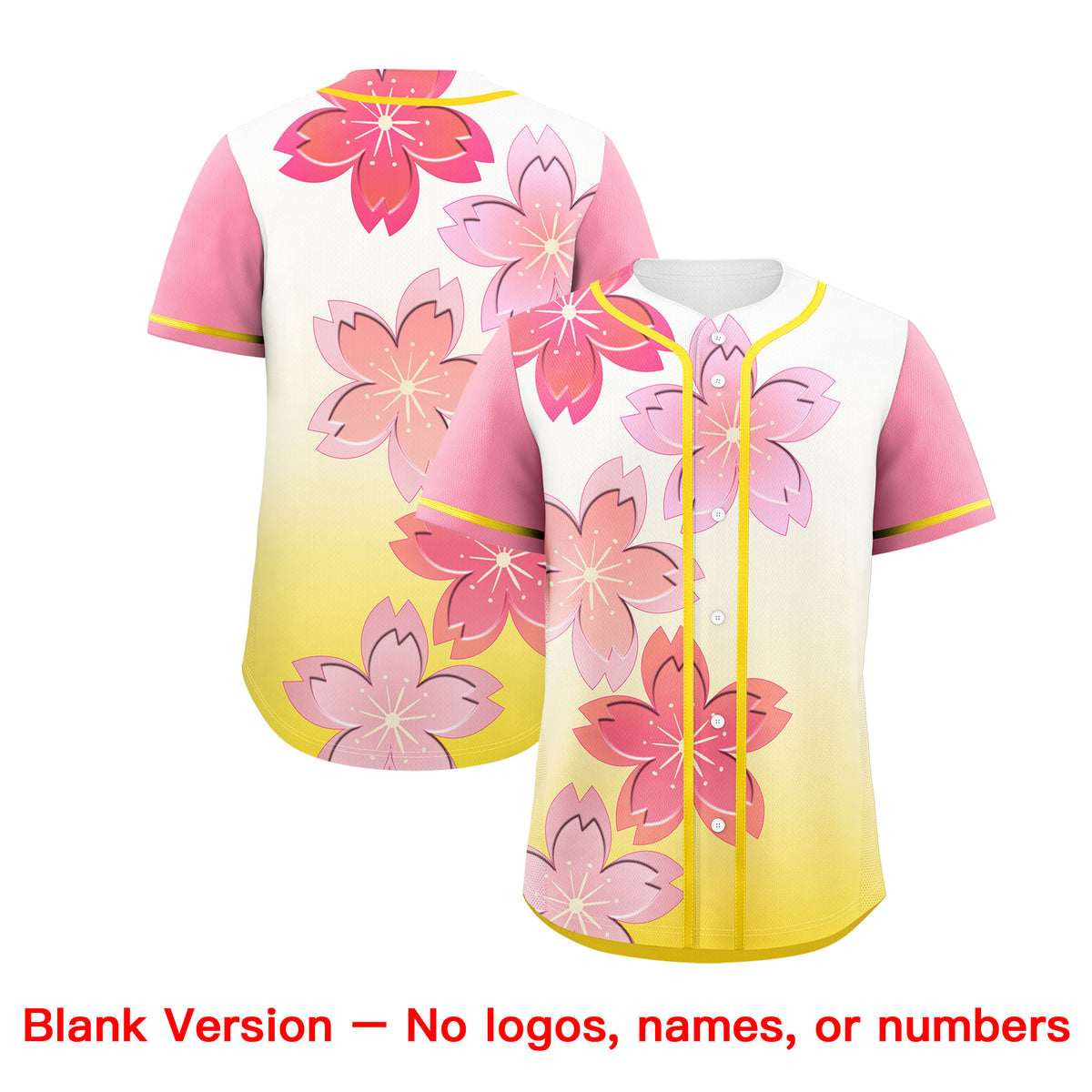 Custom Gold Pink Gradient Fashion Elastic Baseball Jersey| KXKSHOP