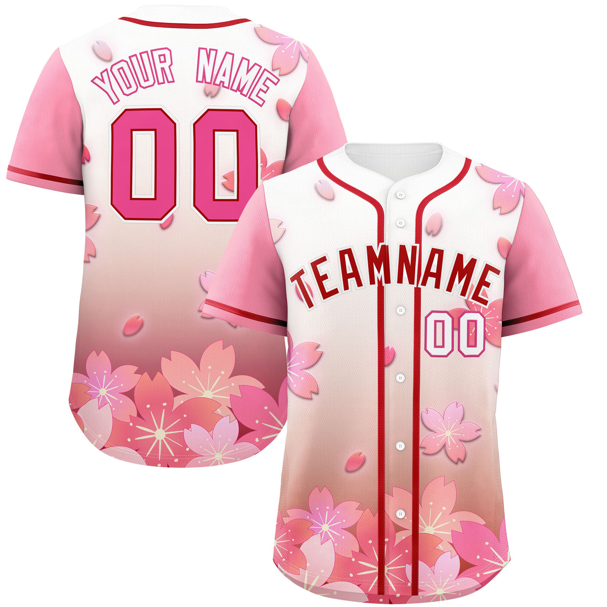 Custom Red Pink Gradient Fashion Elastic Baseball Jersey| KXKSHOP