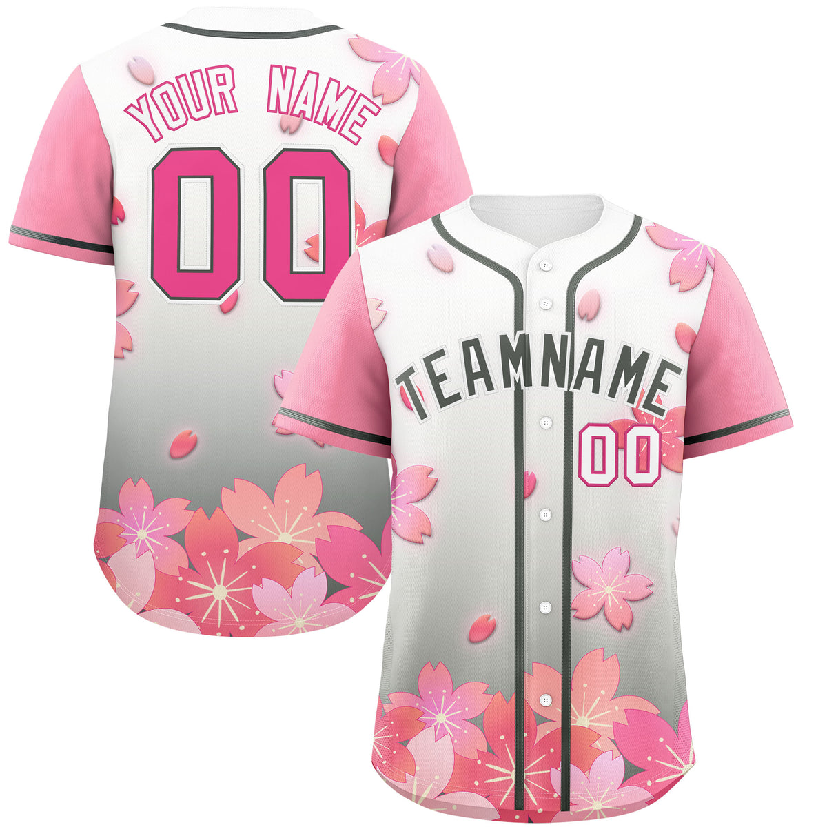 Custom Gray Pink Gradient Fashion Elastic Baseball Jersey| KXKSHOP