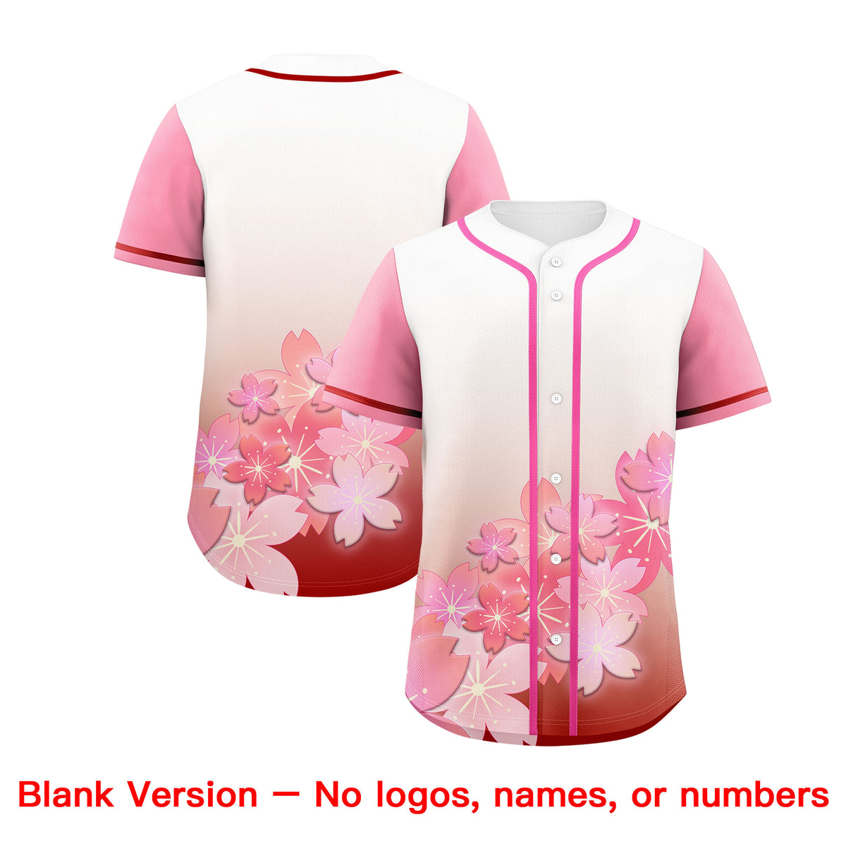 Custom pink Red Gradient Fashion Elastic Baseball Jersey| KXKSHOP