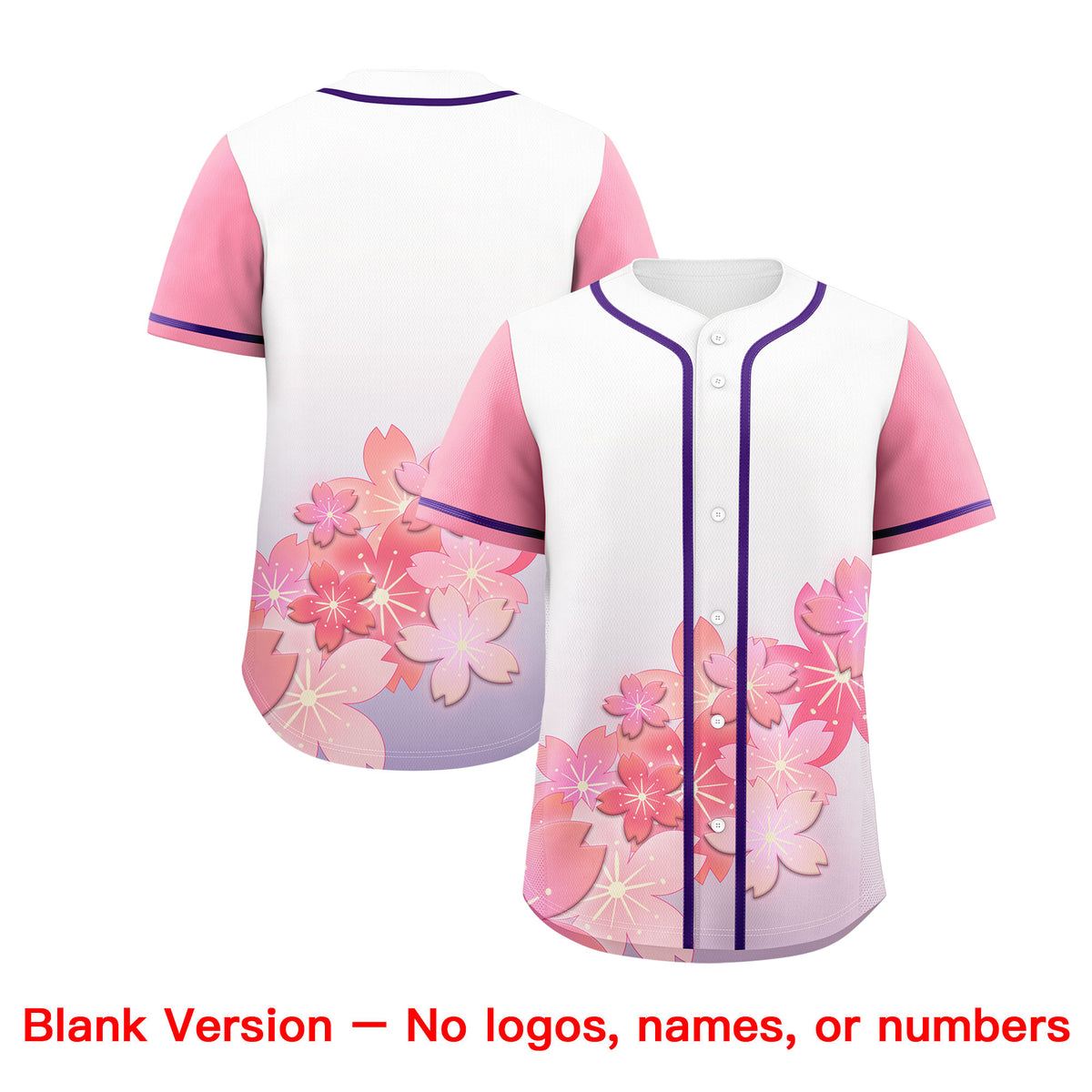 Custom Light Purple Pink Gradient Fashion Elastic Baseball Jersey| KXKSHOP
