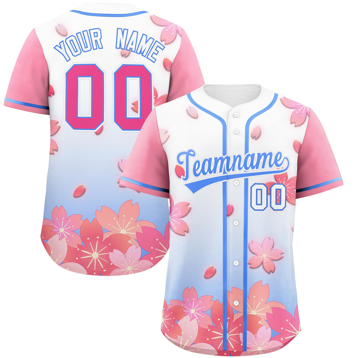 Custom Blue Pink Gradient Fashion Elastic Baseball Jersey| KXKSHOP