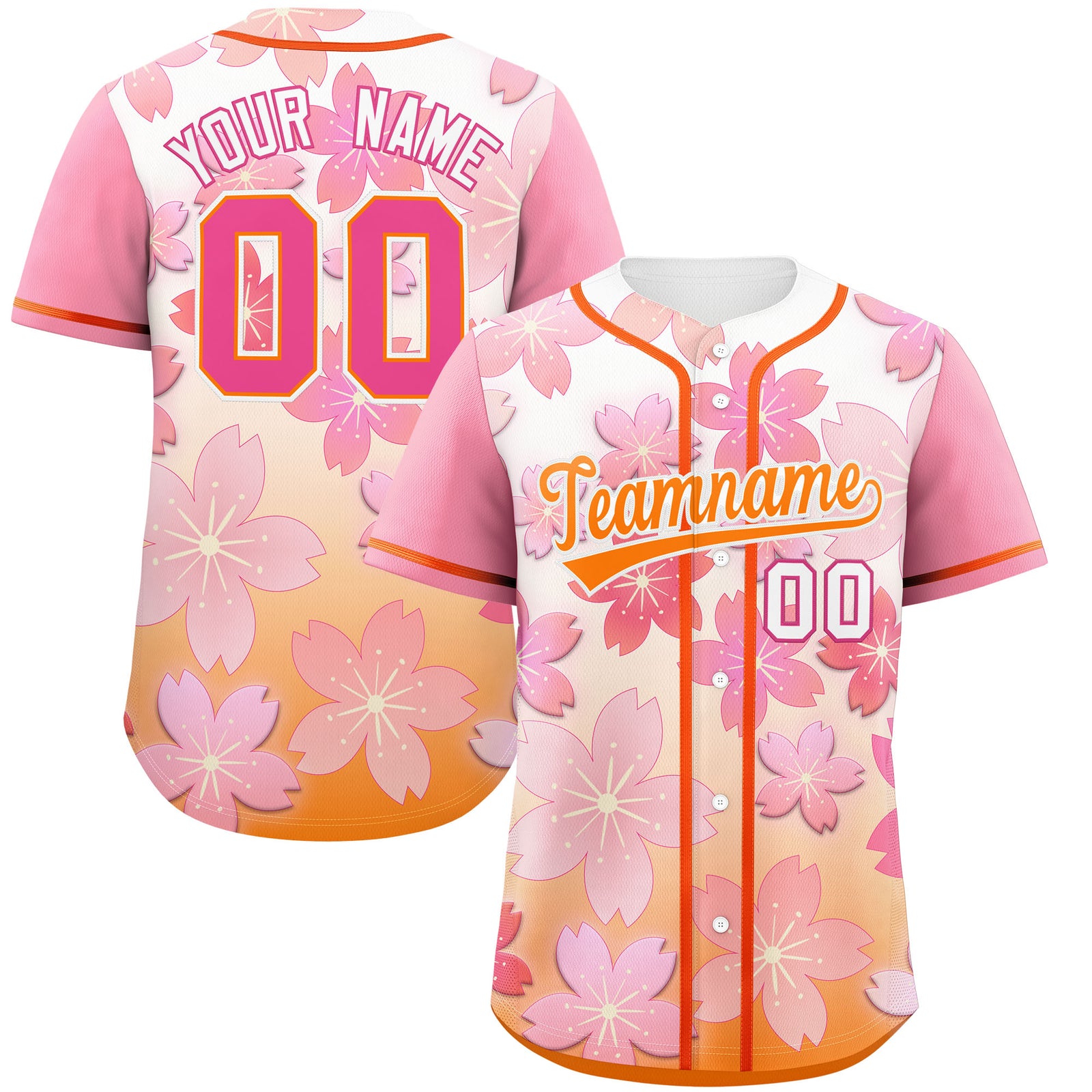 Custom Gold Orange Pink Gradient Fashion Elastic Baseball Jersey| KXKSHOP
