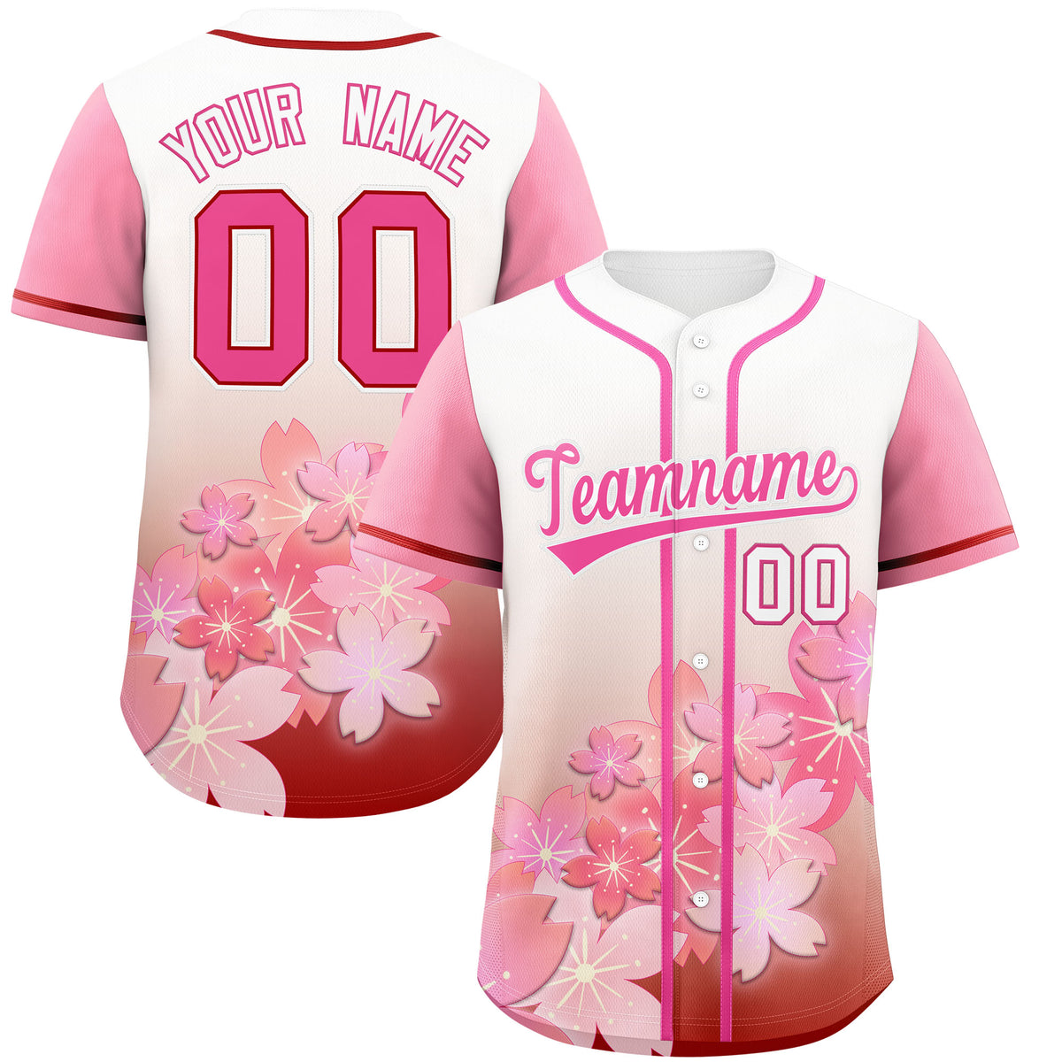 Custom pink Red Gradient Fashion Elastic Baseball Jersey| KXKSHOP