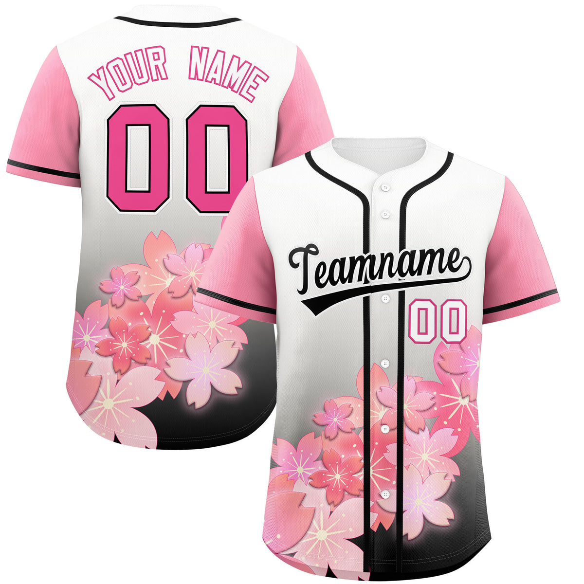 Custom Black Pink Gradient Fashion Elastic Baseball Jersey| KXKSHOP