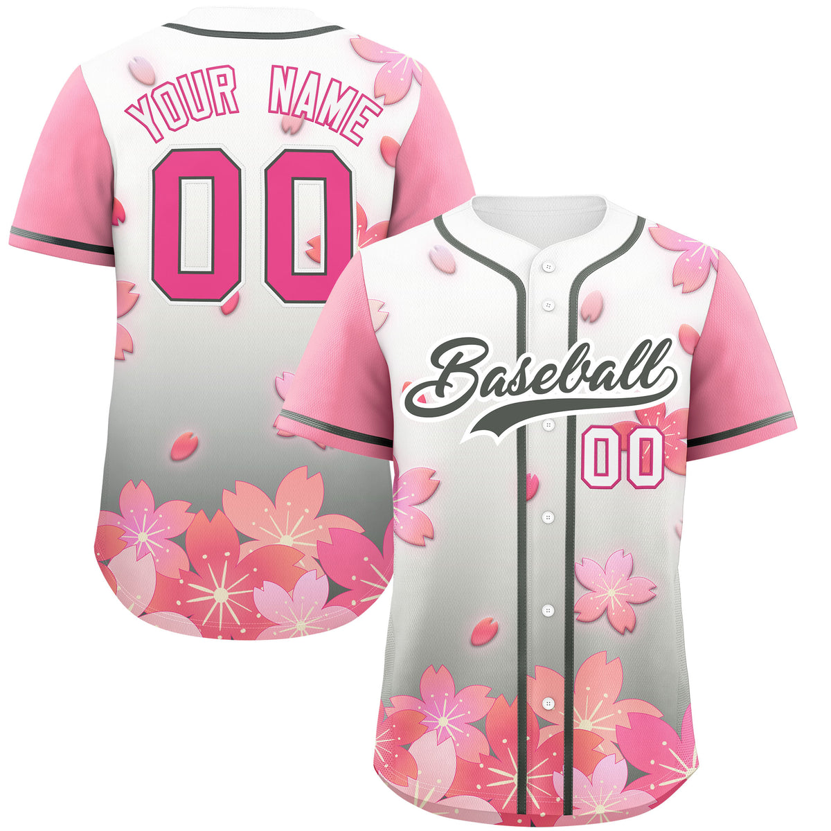 Custom Gray Pink Gradient Fashion Elastic Baseball Jersey| KXKSHOP
