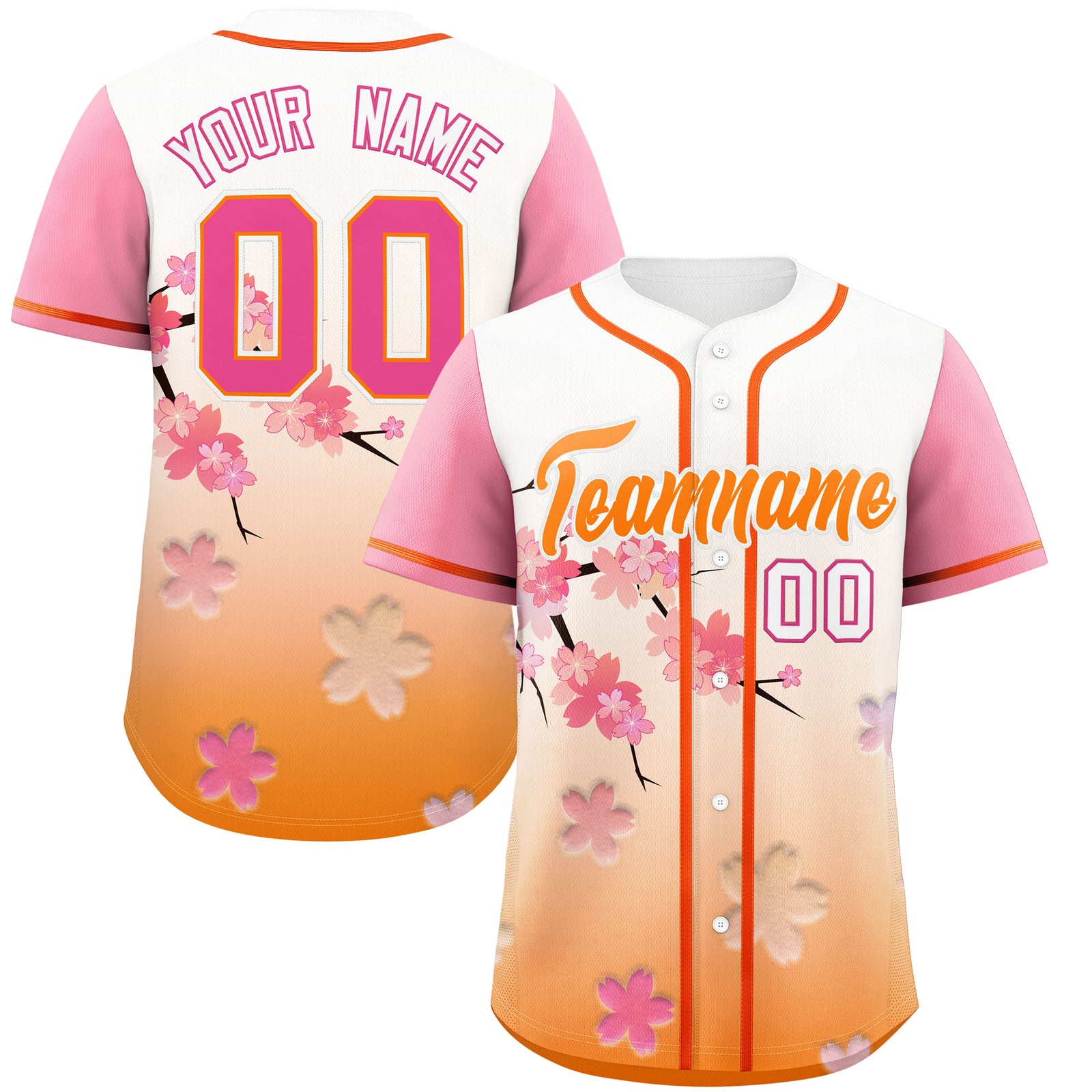 Custom Gold Orange Pink Gradient Fashion Elastic Baseball Jersey| KXKSHOP