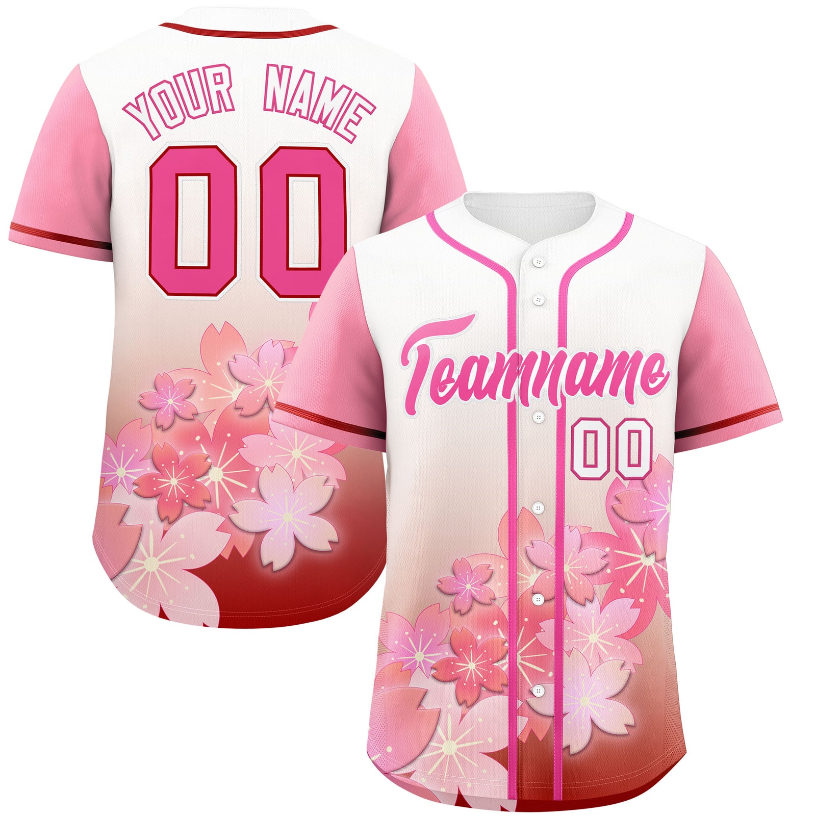 Custom pink Red Gradient Fashion Elastic Baseball Jersey| KXKSHOP