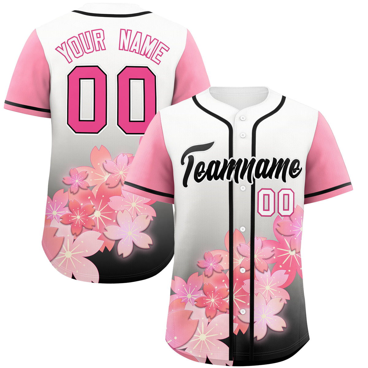 Custom Black Pink Gradient Fashion Elastic Baseball Jersey| KXKSHOP