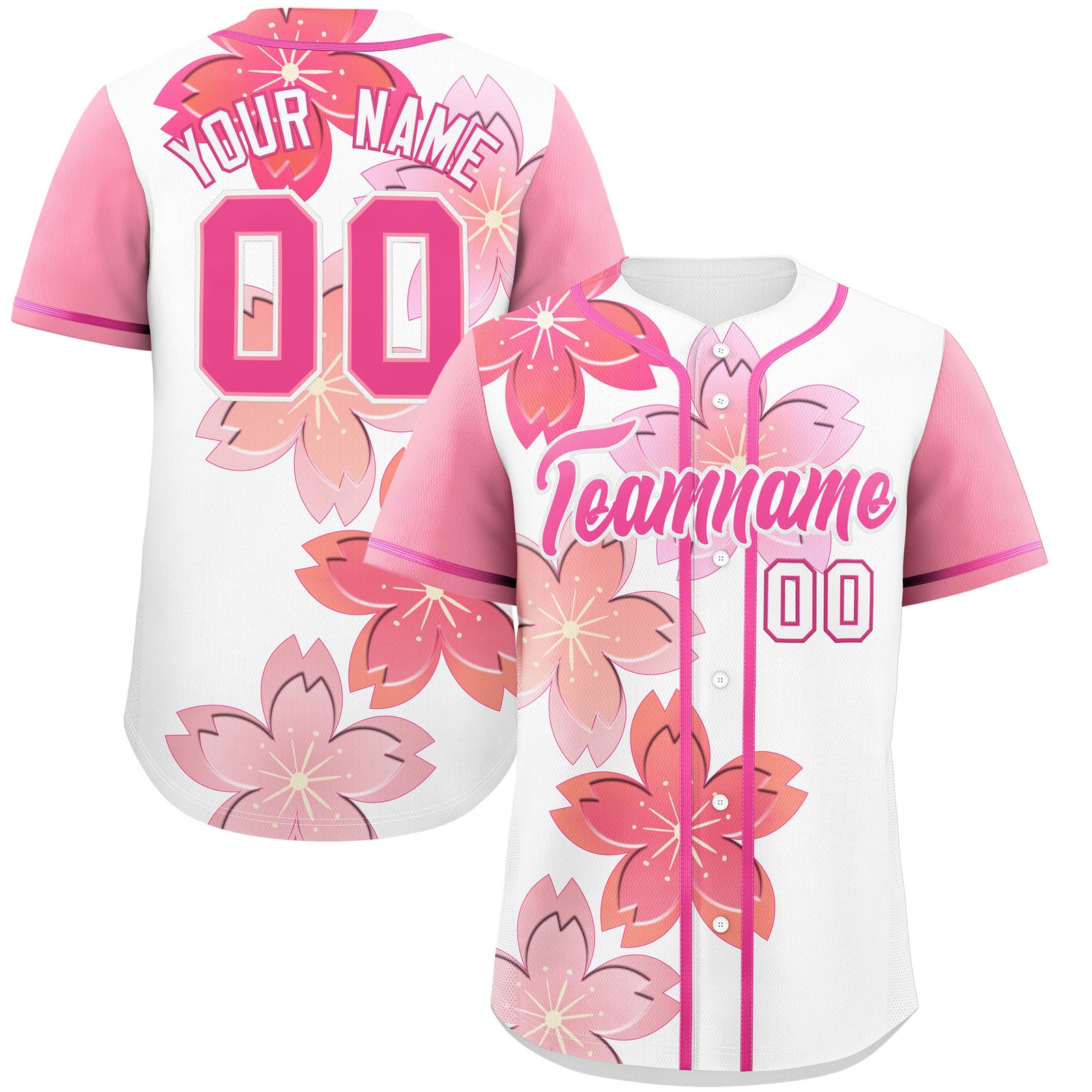 Custom White Pink Gradient Fashion Elastic Baseball Jersey| KXKSHOP