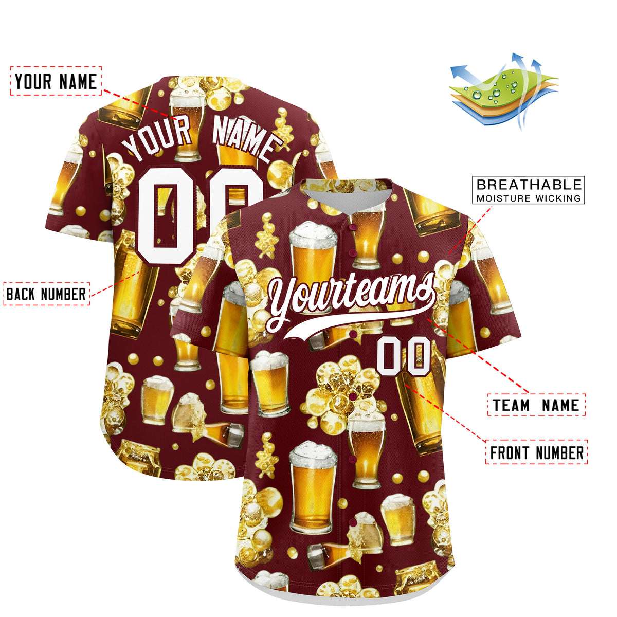Custom Burgundy Personalized Team Shirts for Parties &amp; Training | KXKSHOP