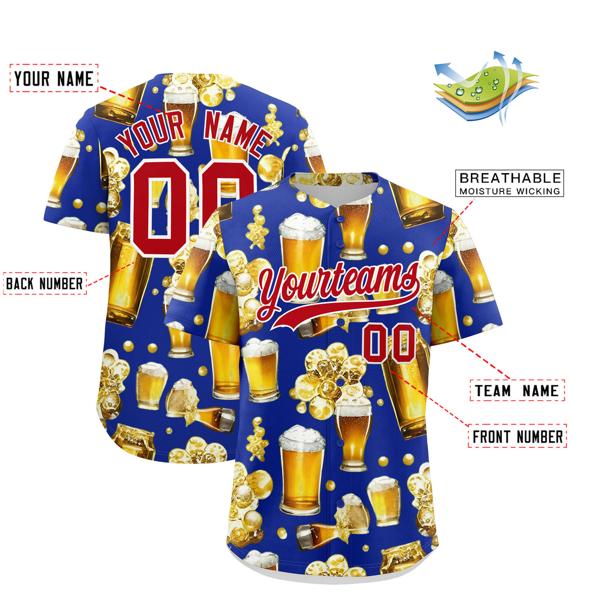 Custom Royal Blue Personalized Team Shirts for Parties &amp; Training | KXKSHOP