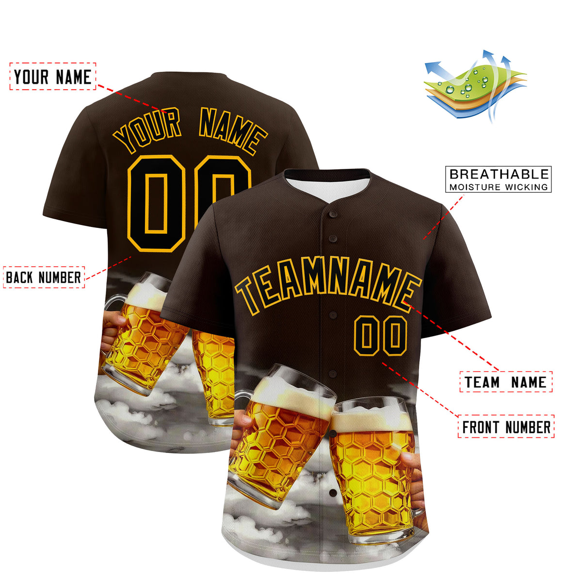 Custom Brown Personalized Team Shirts for Parties &amp; Training | KXKSHOP