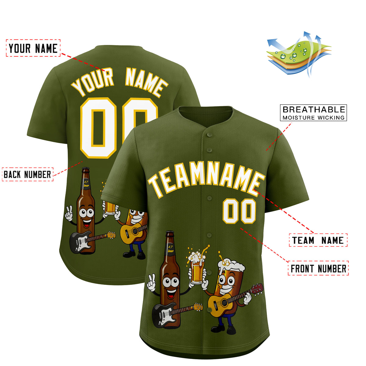 Custom Olive Personalized Team Shirts for Parties &amp; Training | KXKSHOP
