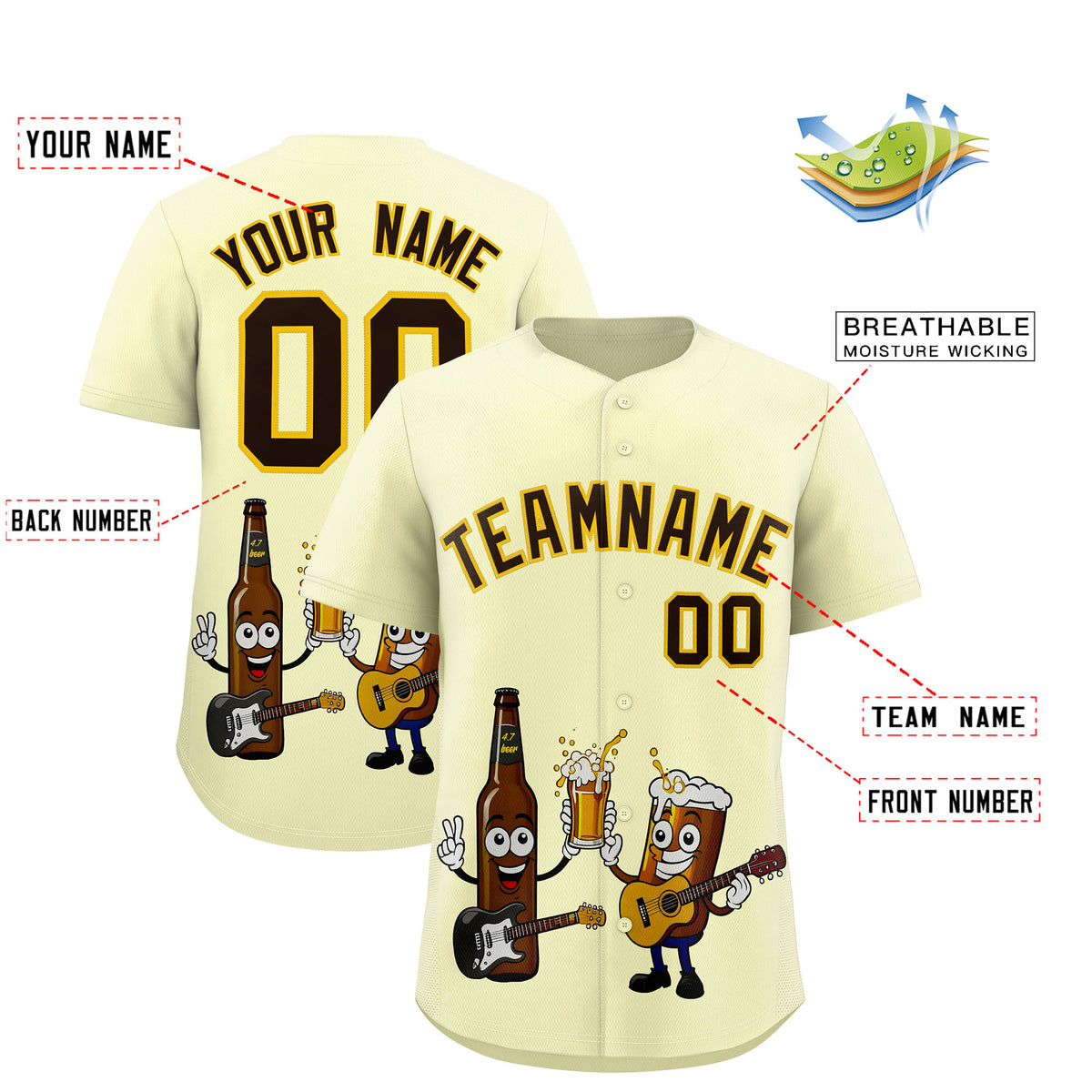 Custom Cream Personalized Team Shirts for Parties &amp; Training | KXKSHOP