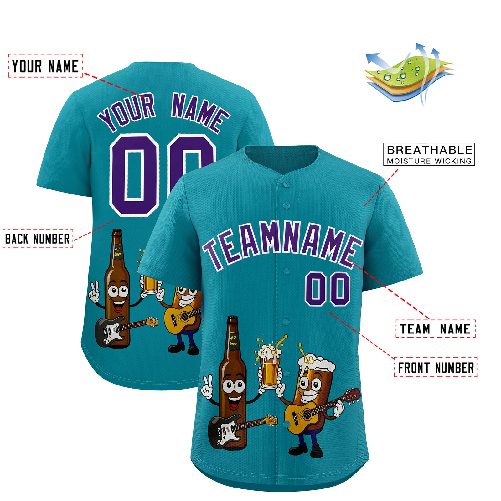 Custom Teal Personalized Team Shirts for Parties & Training | KXKSHOP