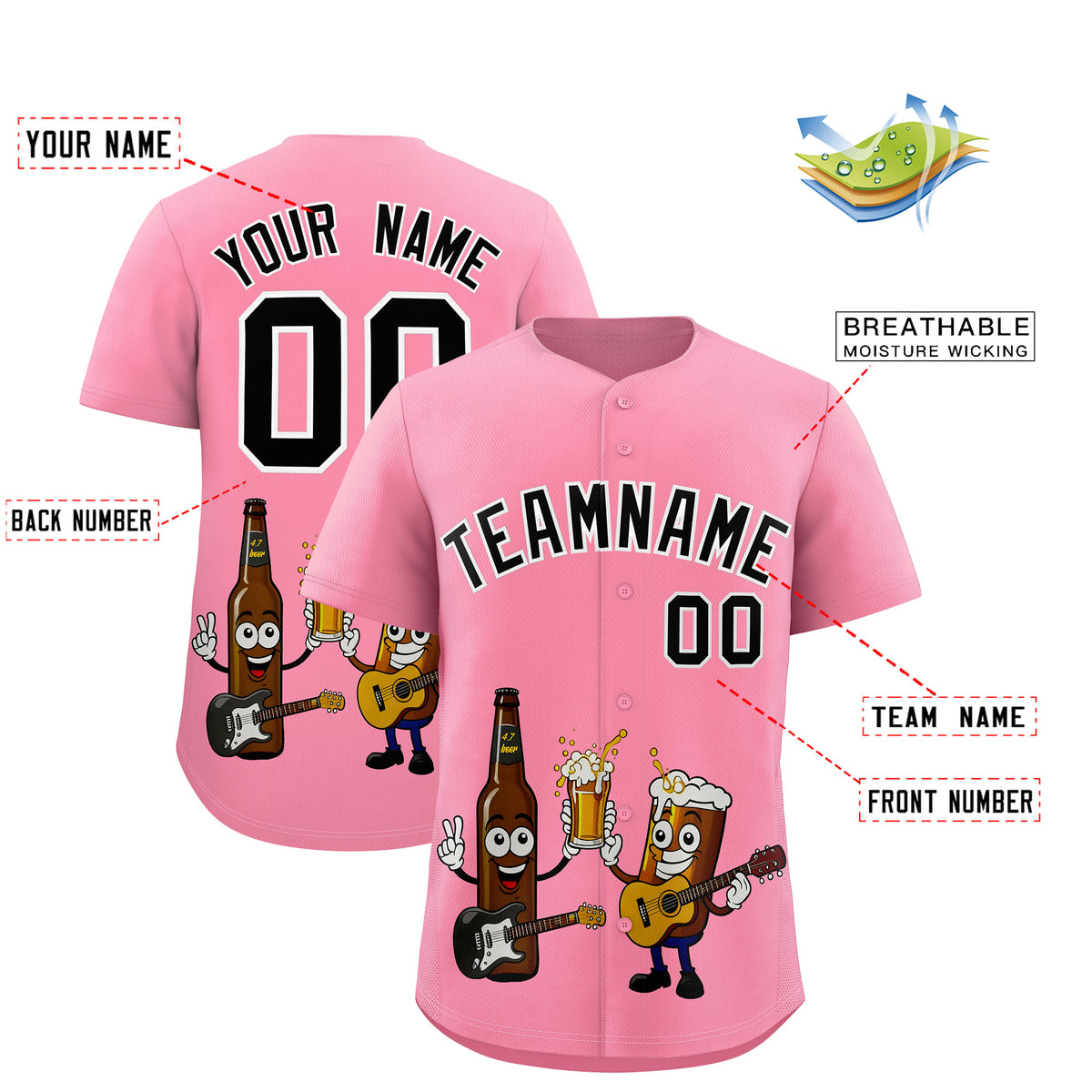 Custom Light Pink Personalized Team Shirts for Parties &amp; Training | KXKSHOP