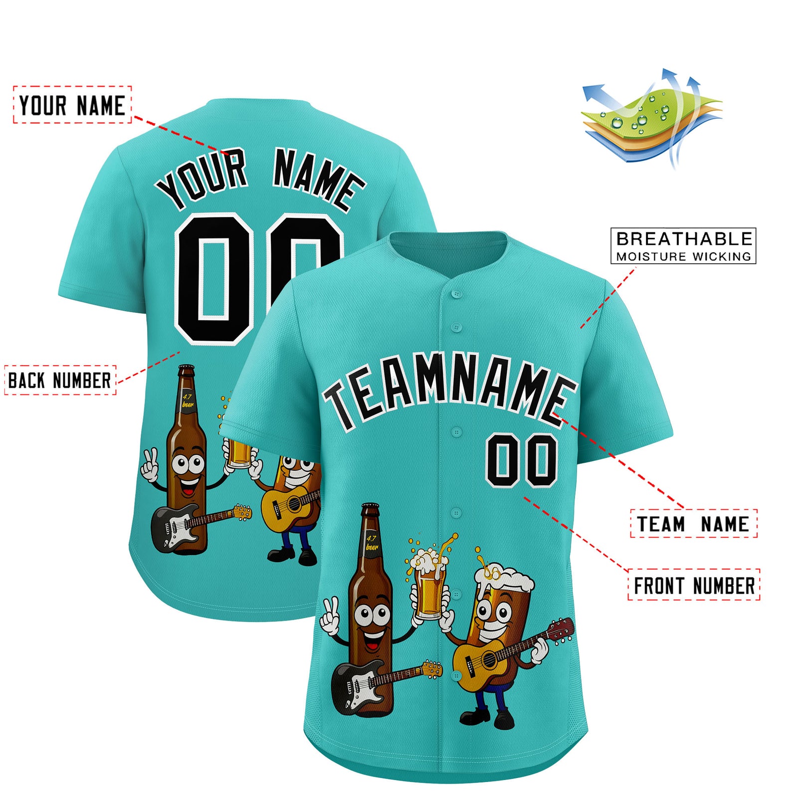 Custom Teal Personalized Team Shirts for Parties & Training | KXKSHOP