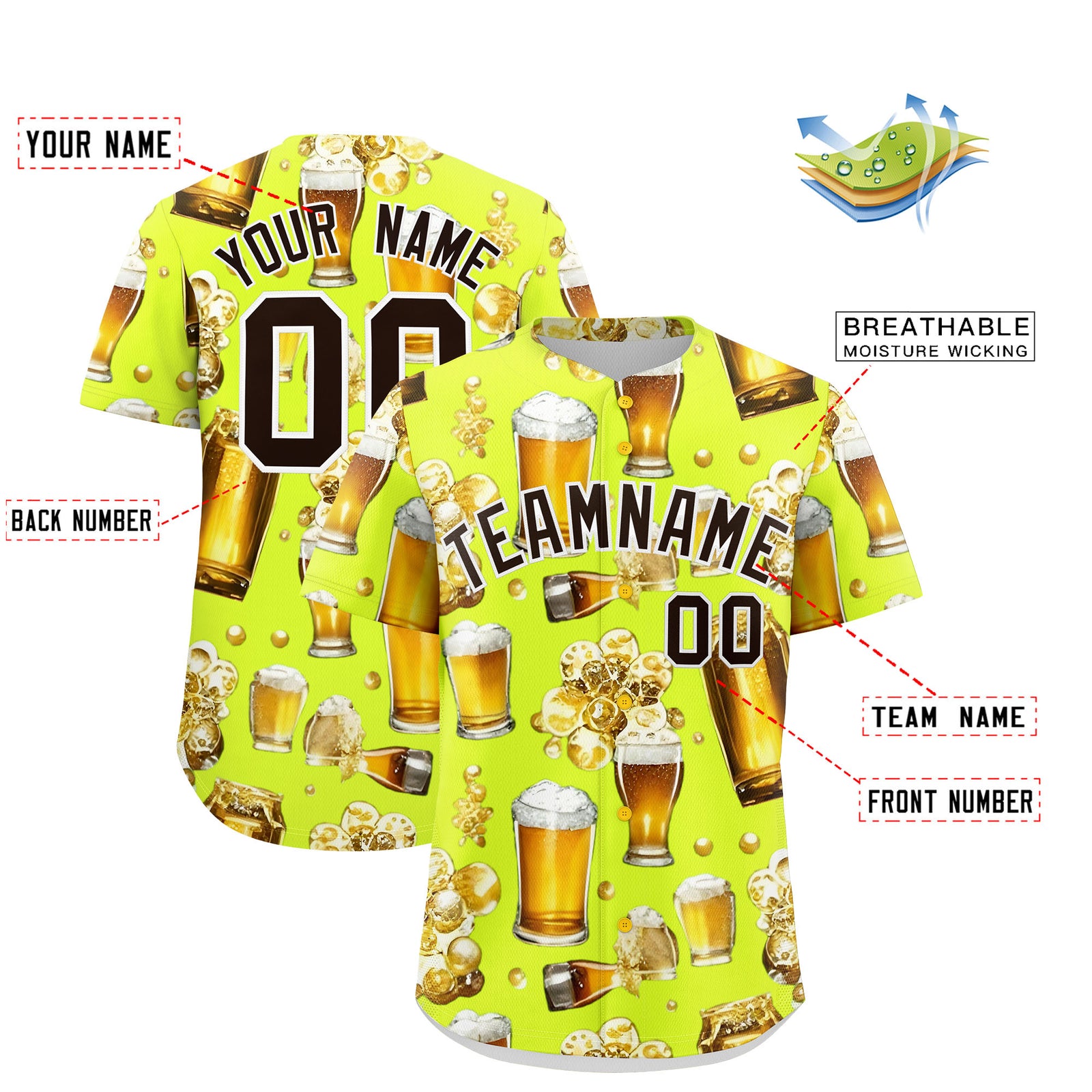 Custom Fluorescent Green Personalized Team Shirts for Parties & Training | KXKSHOP
