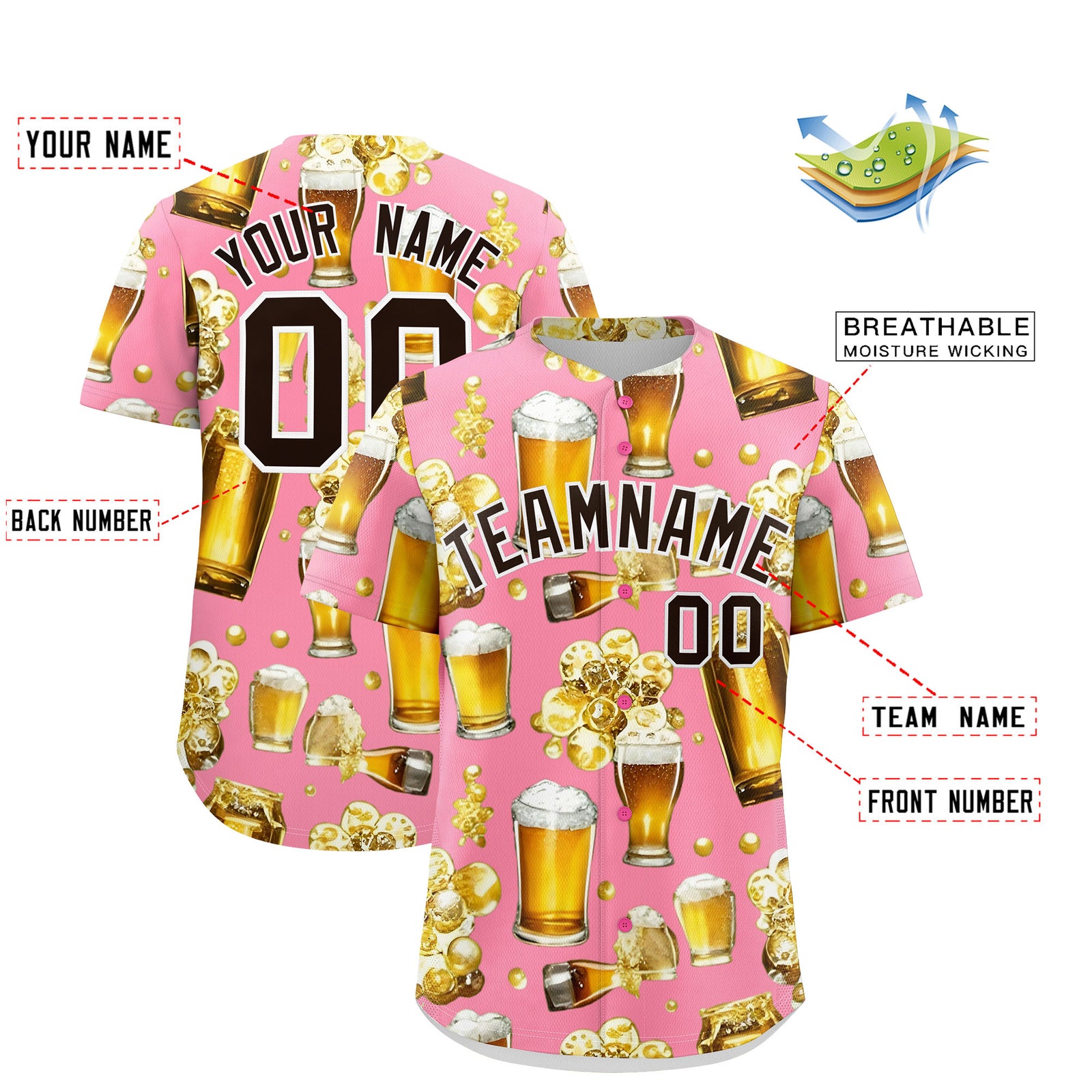 Custom Light Pink Personalized Team Shirts for Parties & Training | KXKSHOP