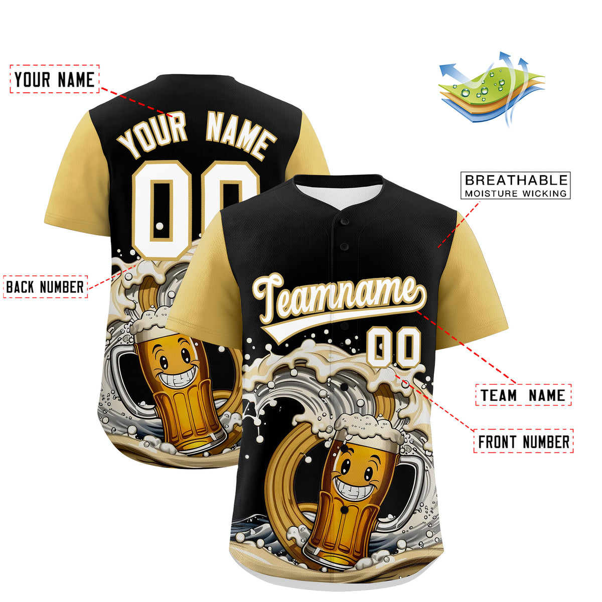 Custom Old Gold Personalized Team Shirts for Parties &amp; Training | KXKSHOP