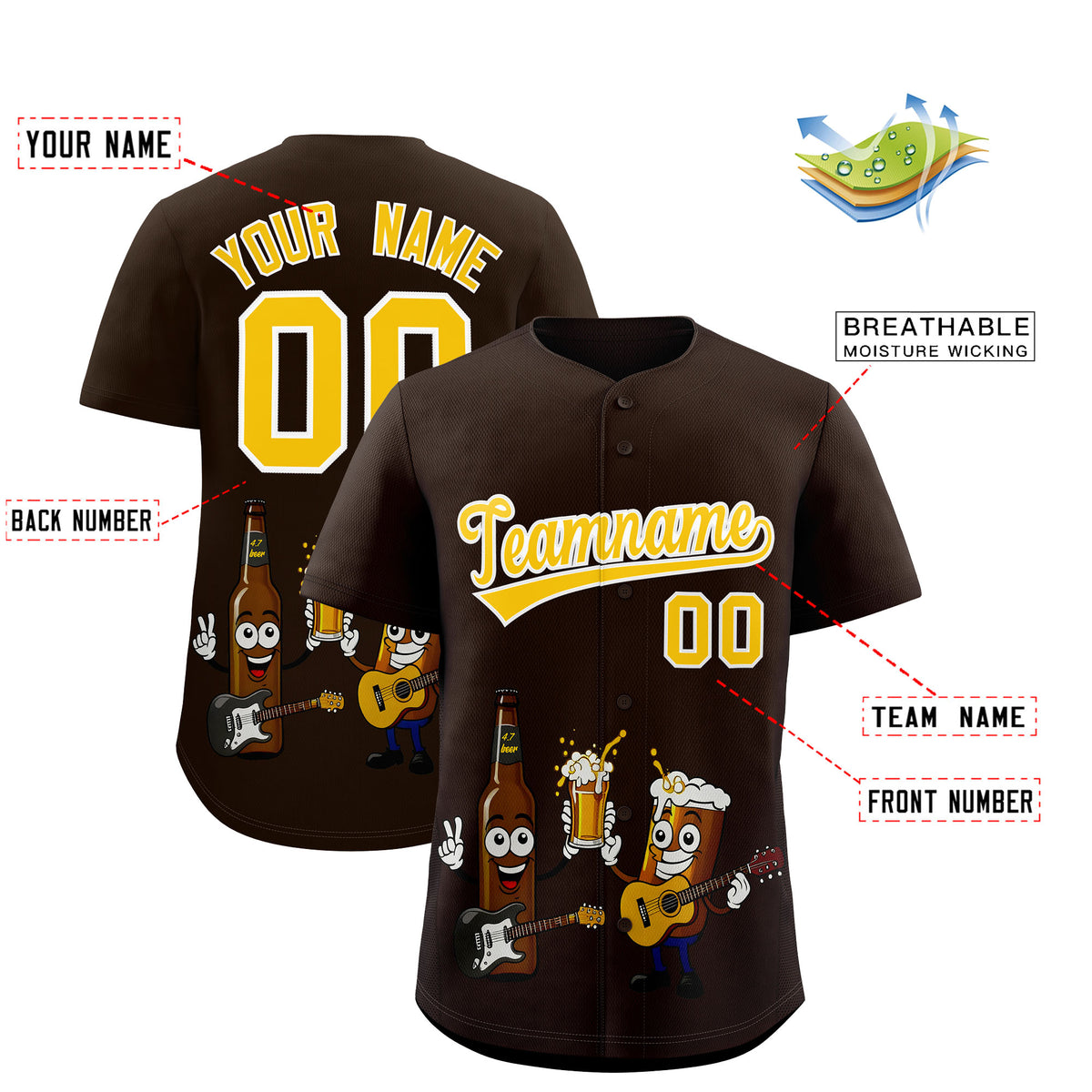 Custom Brown Personalized Team Shirts for Parties &amp; Training | KXKSHOP