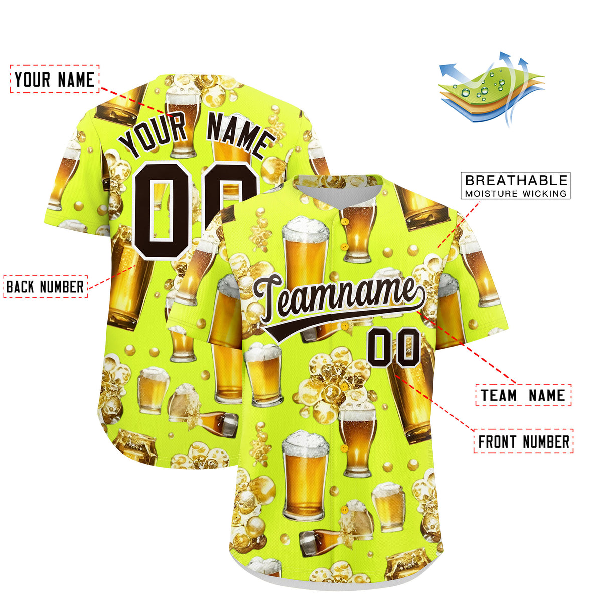 Custom Fluorescent Green Personalized Team Shirts for Parties &amp; Training | KXKSHOP