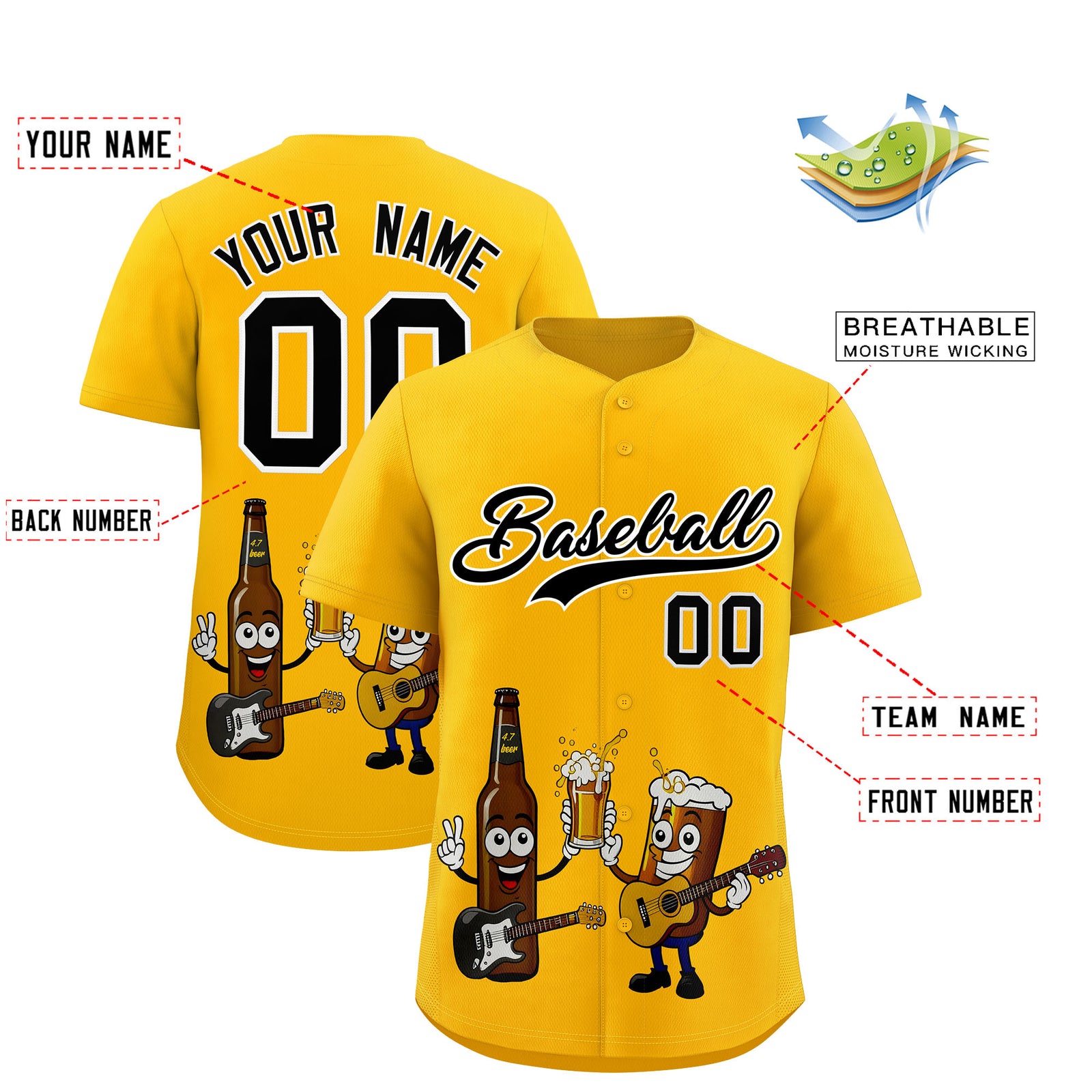 Custom Yellow Personalized Team Shirts for Parties & Training | KXKSHOP