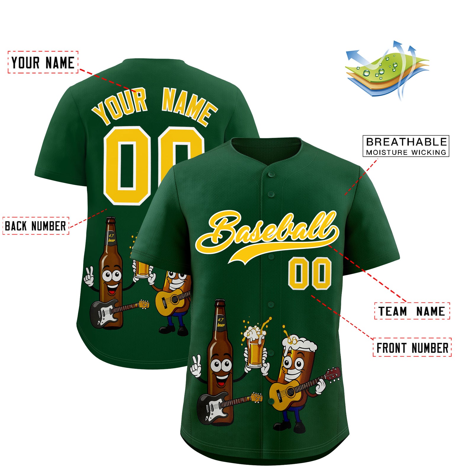 Custom Green Personalized Team Shirts for Parties & Training | KXKSHOP