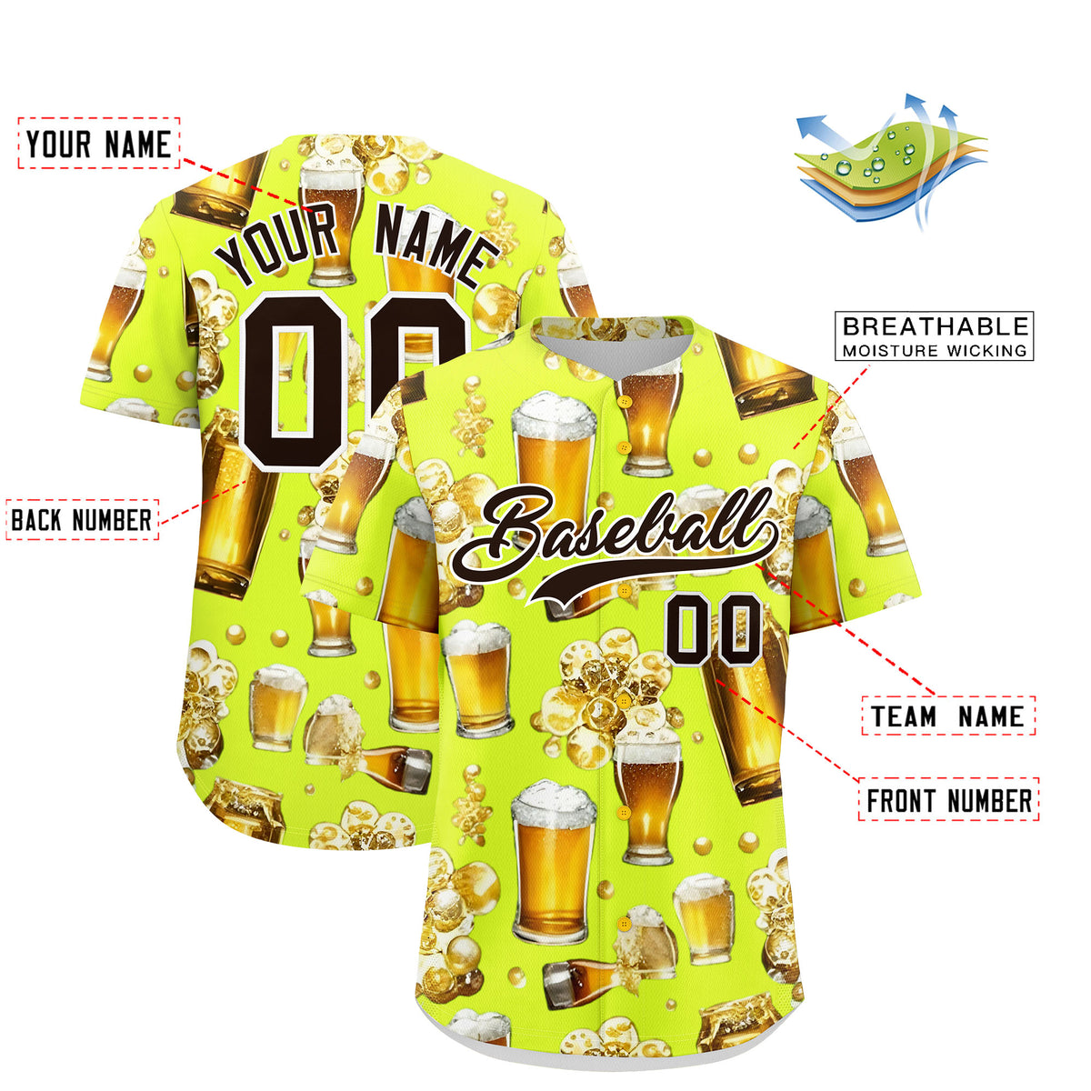 Custom Fluorescent Green Personalized Team Shirts for Parties &amp; Training | KXKSHOP