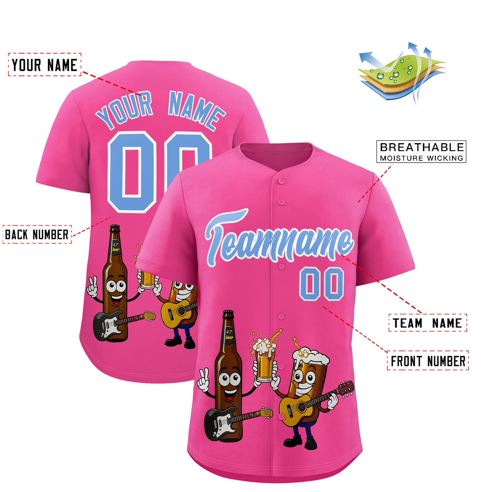 Custom Pink Personalized Team Shirts for Parties & Training | KXKSHOP