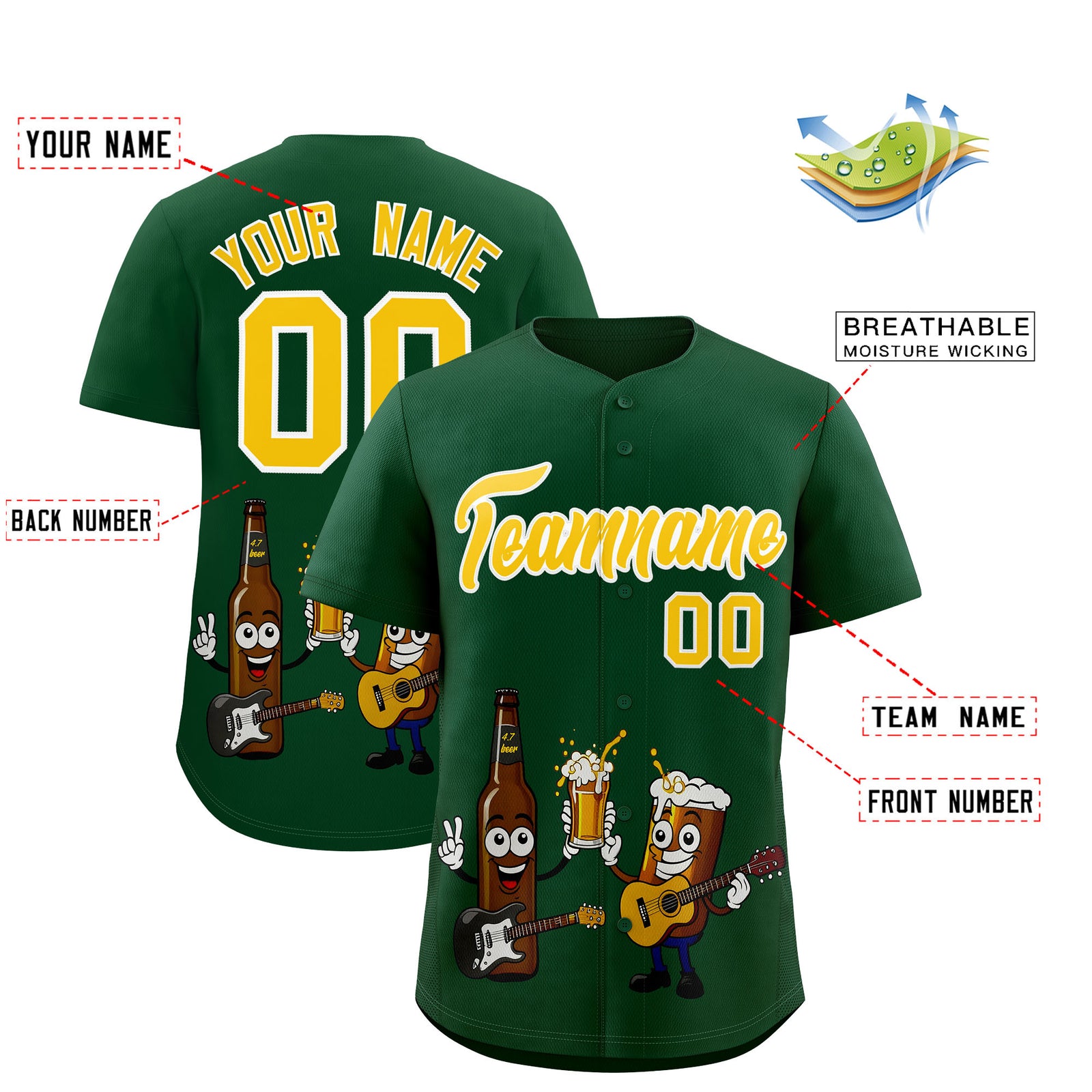 Custom Green Personalized Team Shirts for Parties & Training | KXKSHOP