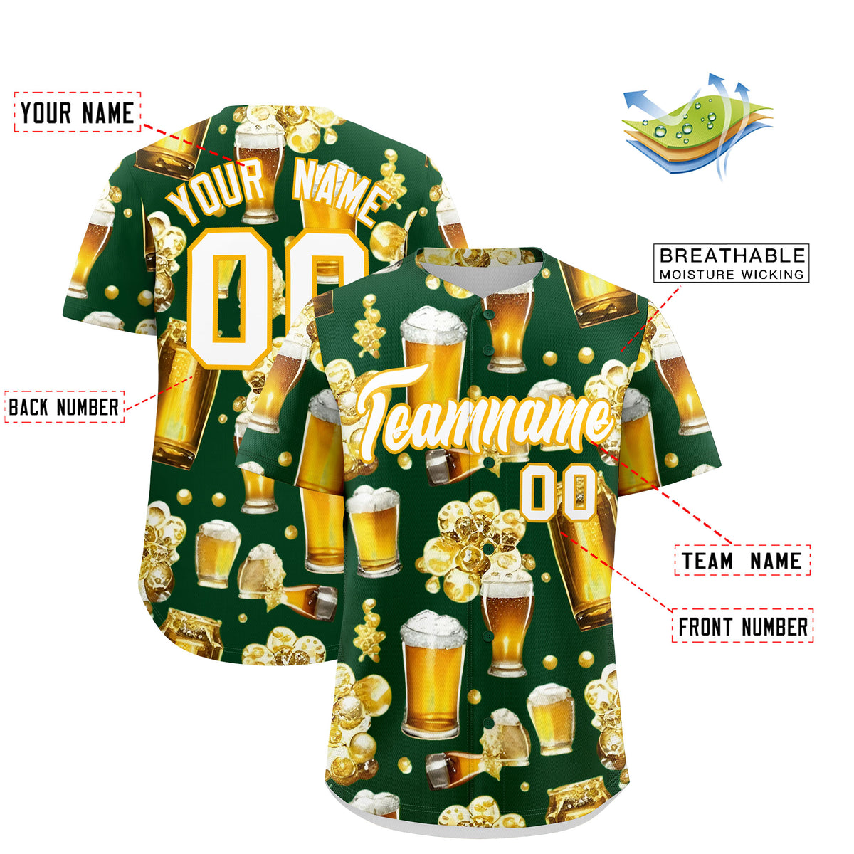 Custom Green Personalized Team Shirts for Parties &amp; Training | KXKSHOP