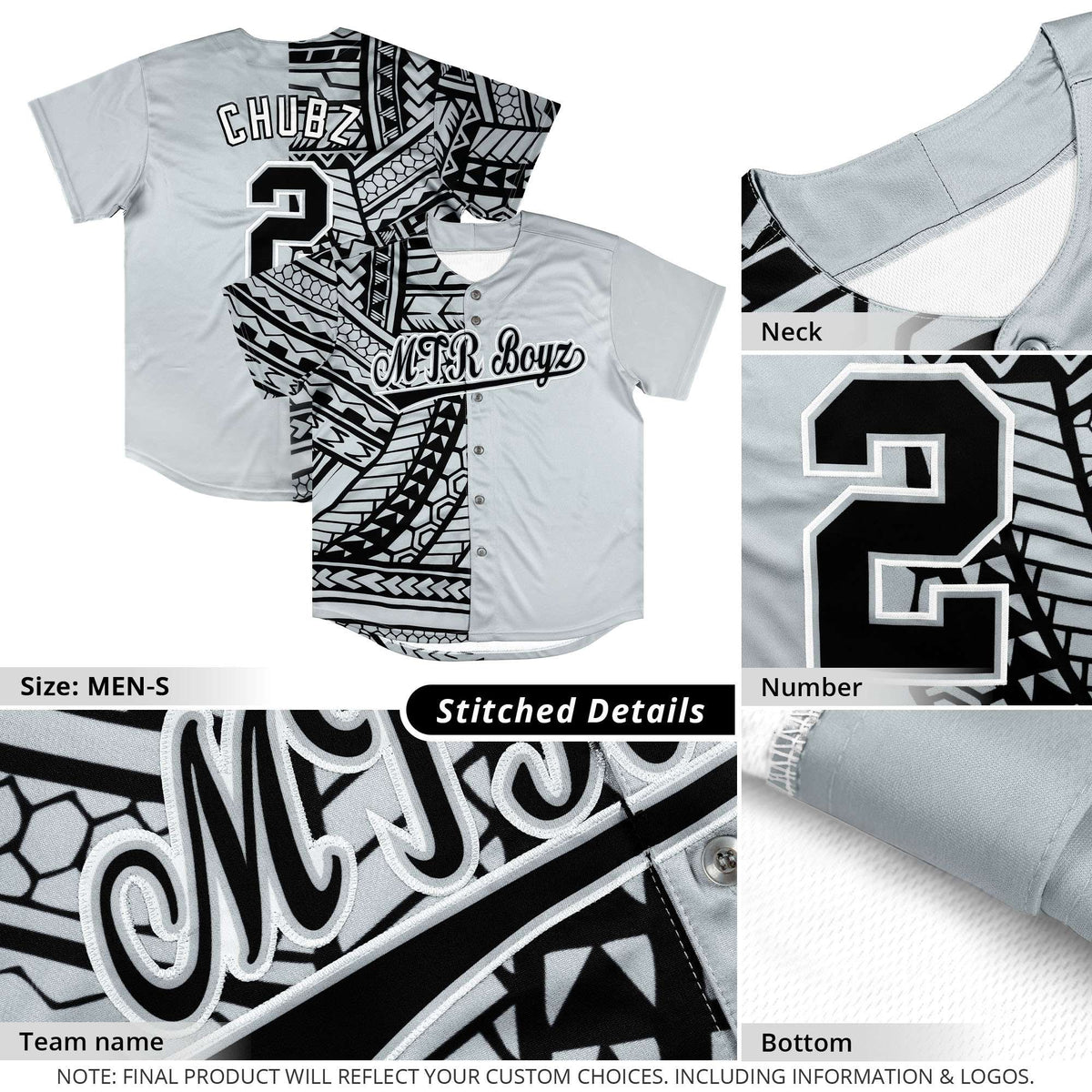 Custom Black Gold Split Fashion Tribal Pattern Authentic Baseball Jersey