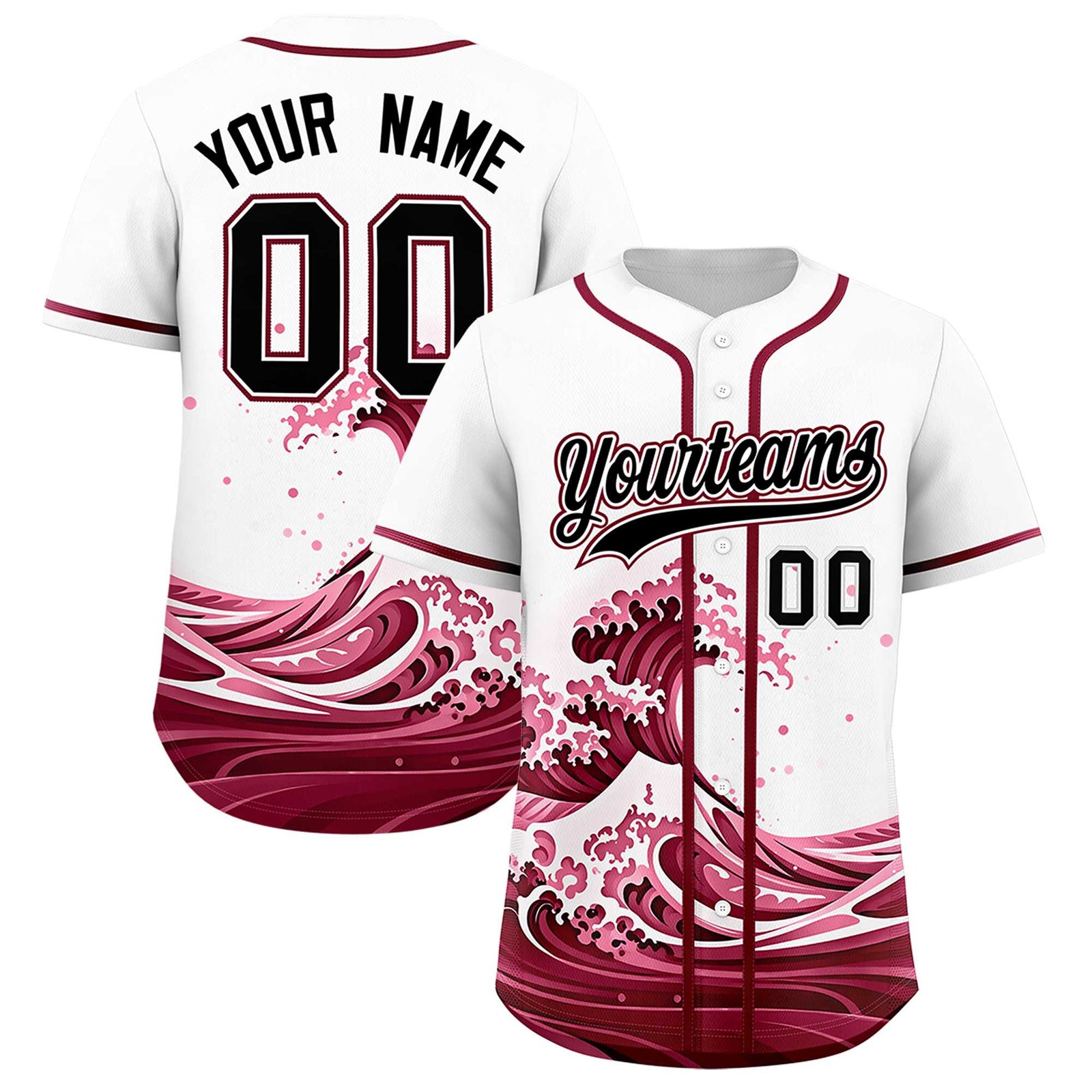 Custom White Wave Graffiti Pattern Authentic Baseball Jersey