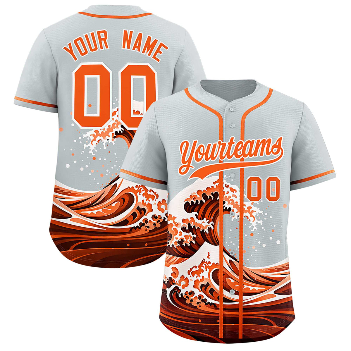 Custom Silver Wave Graffiti Pattern Authentic Baseball Jersey