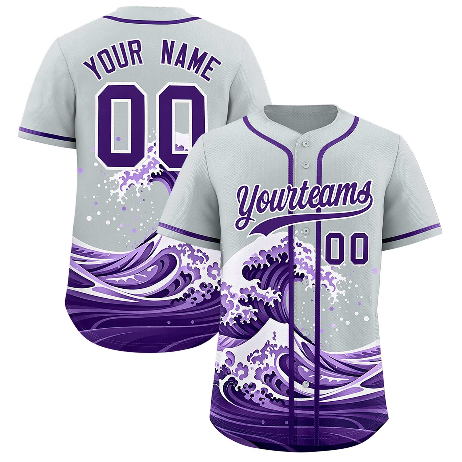 Custom Silver Wave Graffiti Pattern Authentic Baseball Jersey