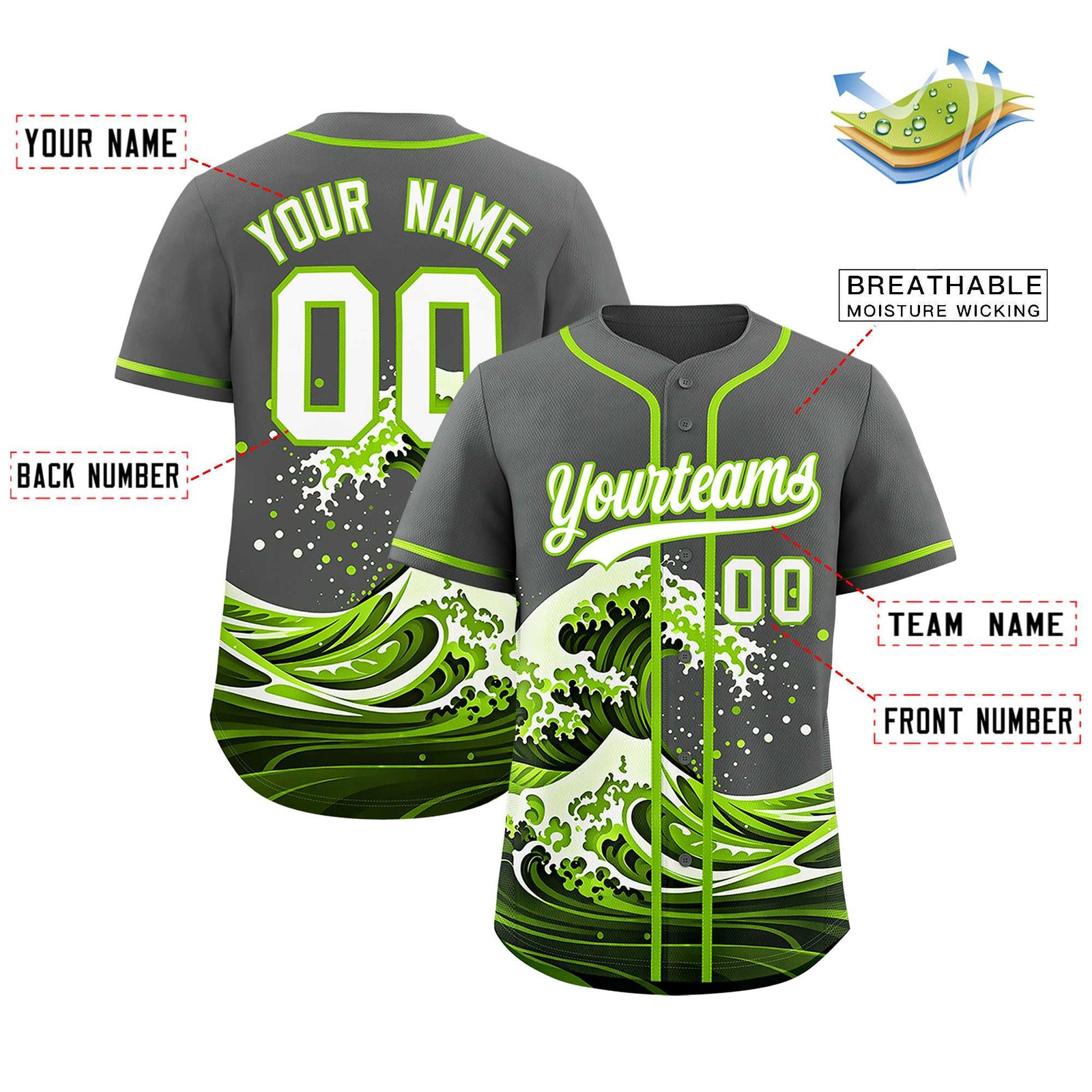 Custom Gray Wave Graffiti Pattern Authentic Baseball Jersey