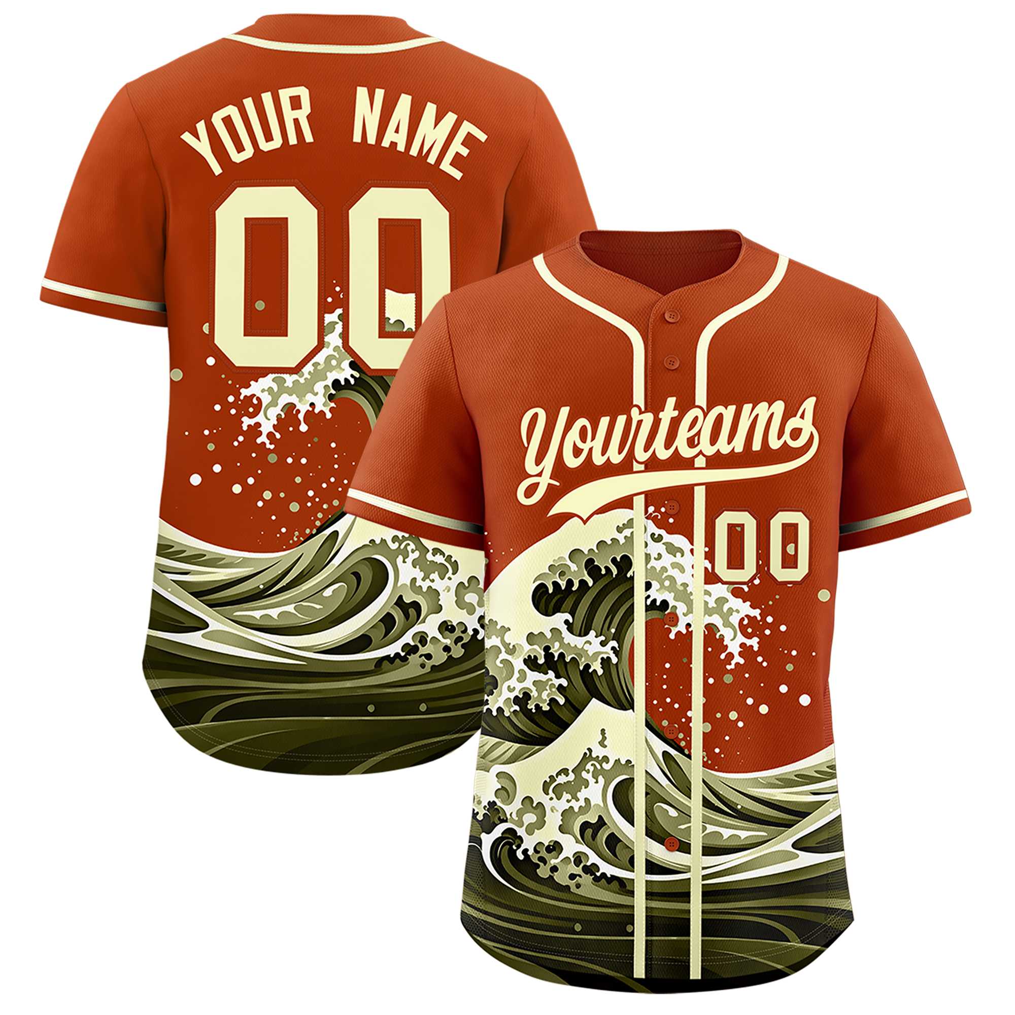 Custom Texas Orange Wave Graffiti Pattern Authentic Baseball Jersey