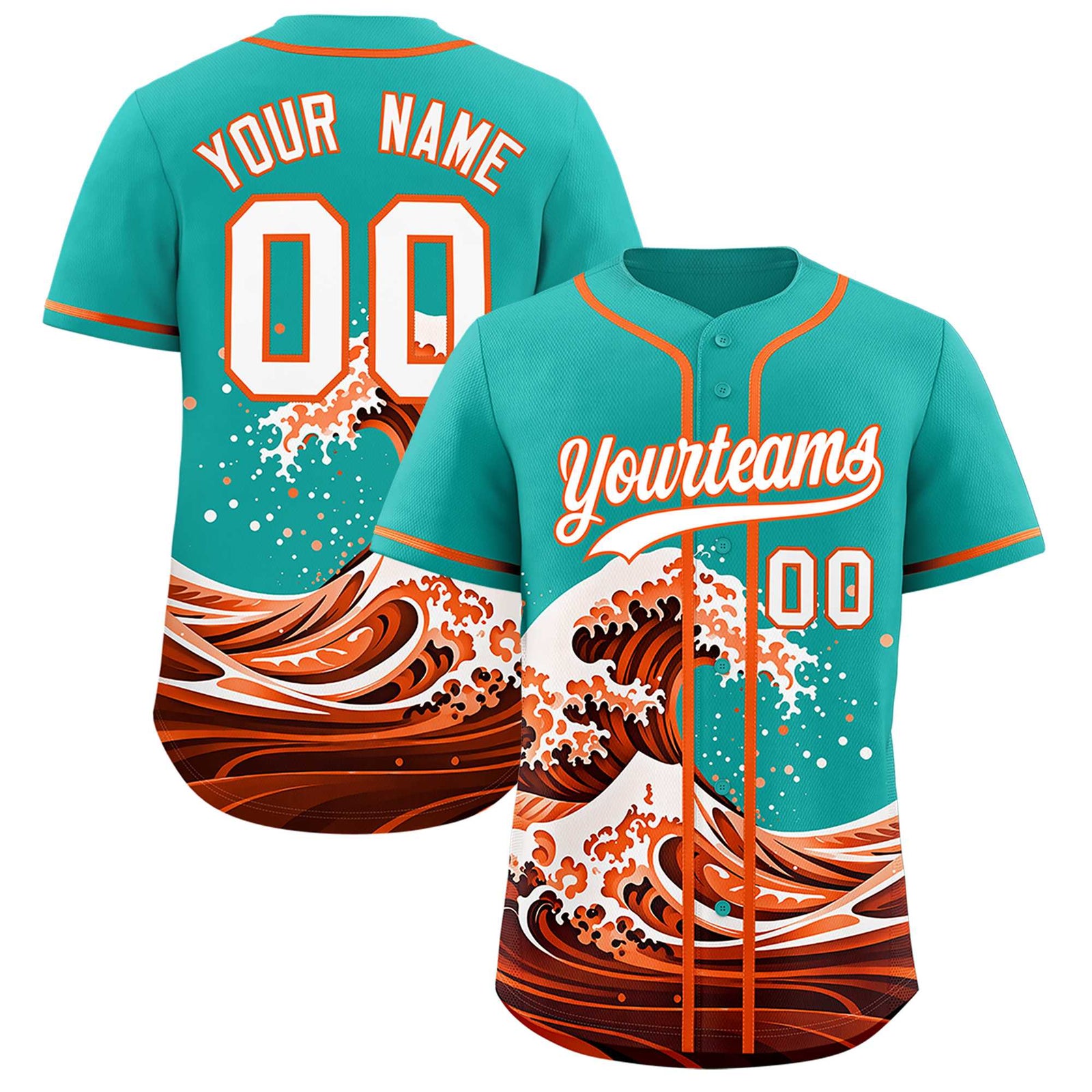 Custom Aqua Wave Graffiti Pattern Authentic Baseball Jersey
