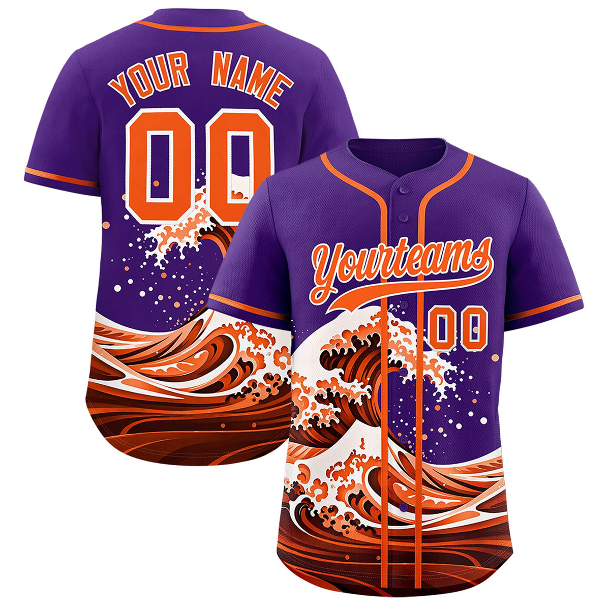 Custom Purple Wave Graffiti Pattern Authentic Baseball Jersey