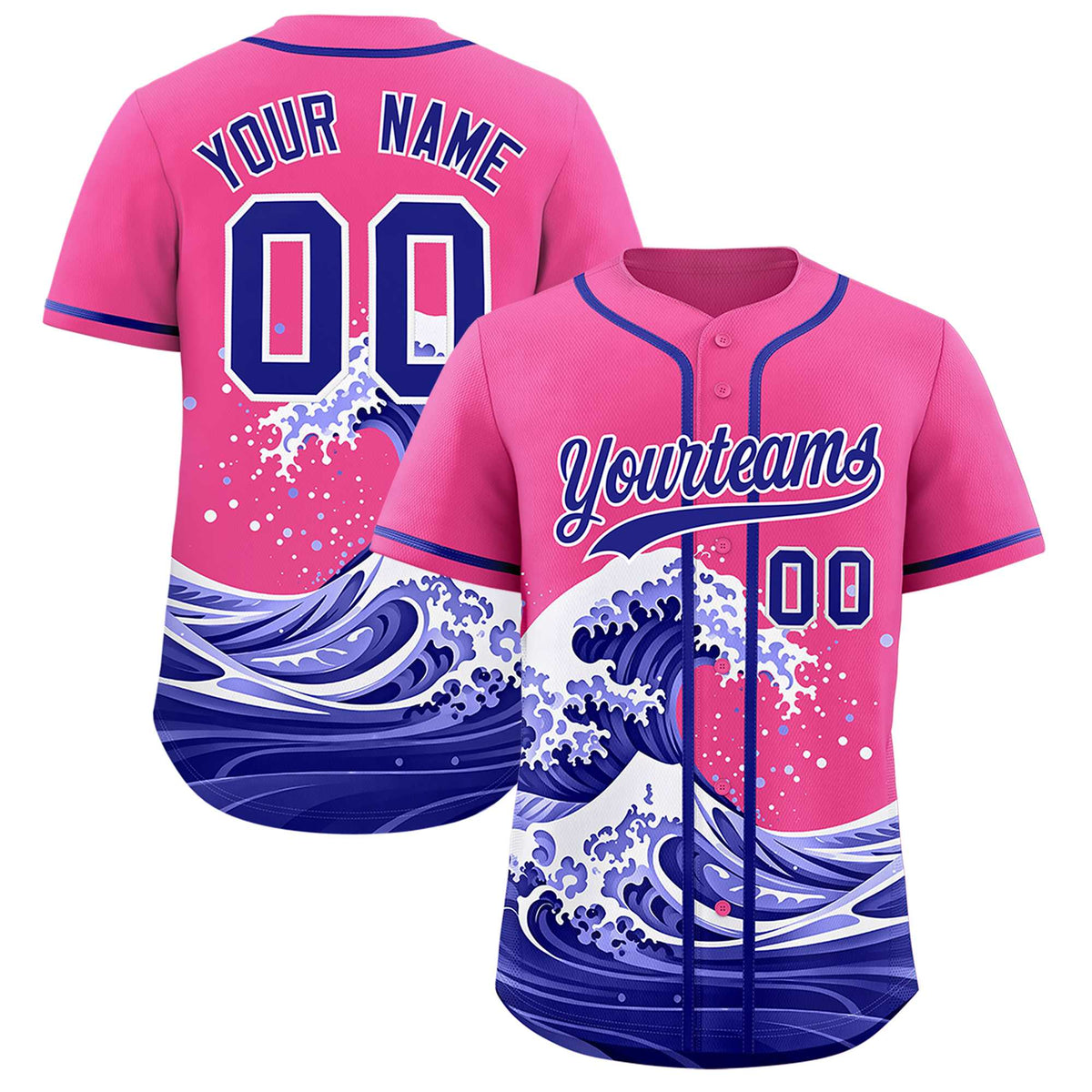 Custom Pink Wave Graffiti Pattern Authentic Baseball Jersey